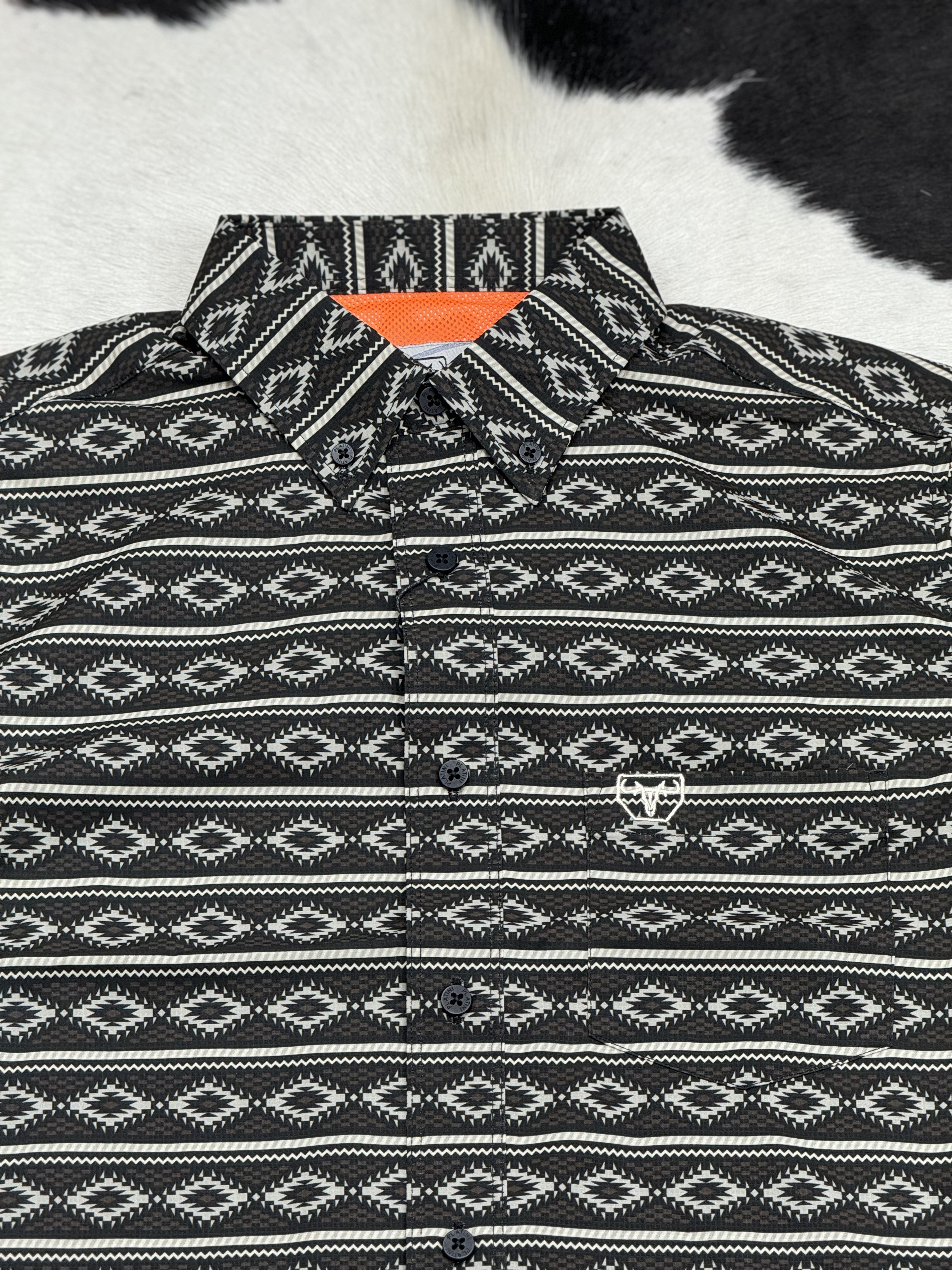 BLACK AZTEC SHORT SLEEVE SHIRT BLACK TAUPE