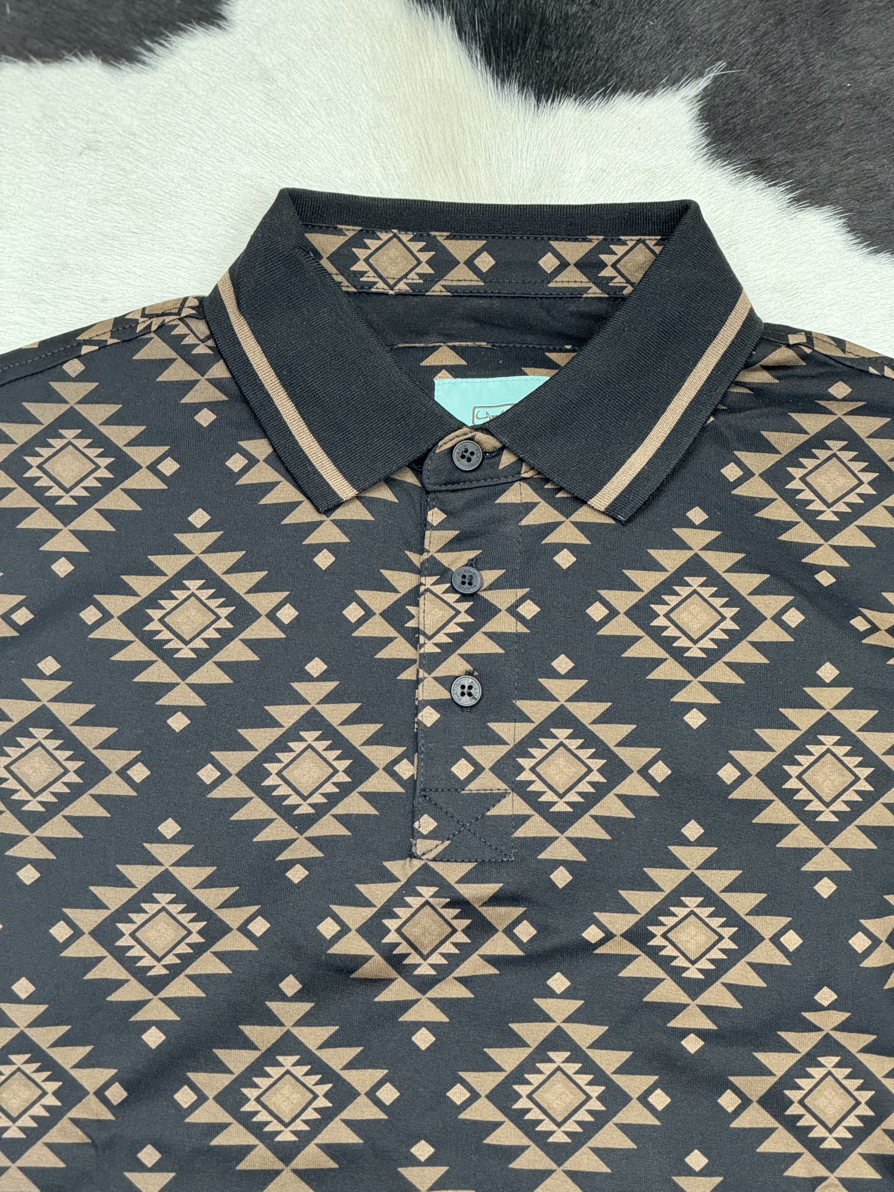 BLACK / BROWN  POLO AZTEC SHORT SLEEVE SHIRT BLACK