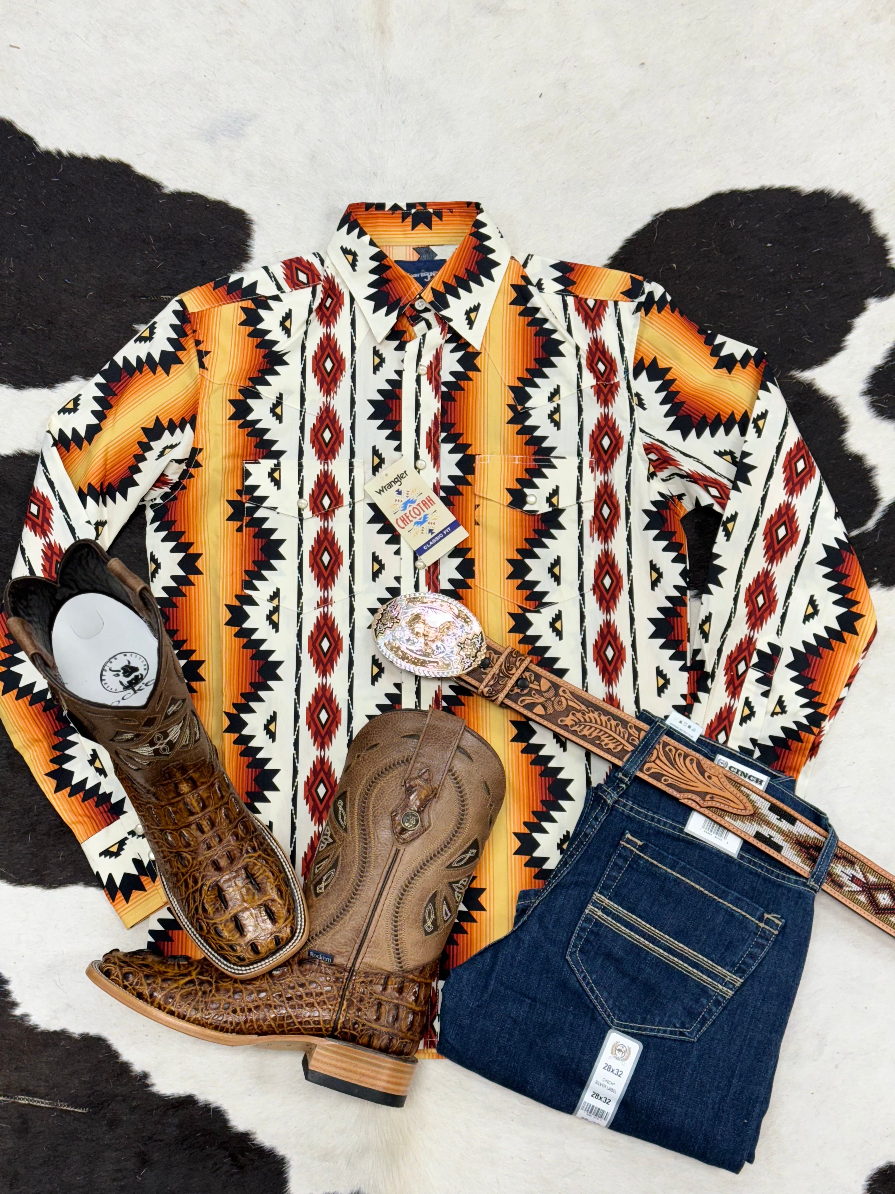 WRANGLER AZTEC ORANGE LONG SLEEVE