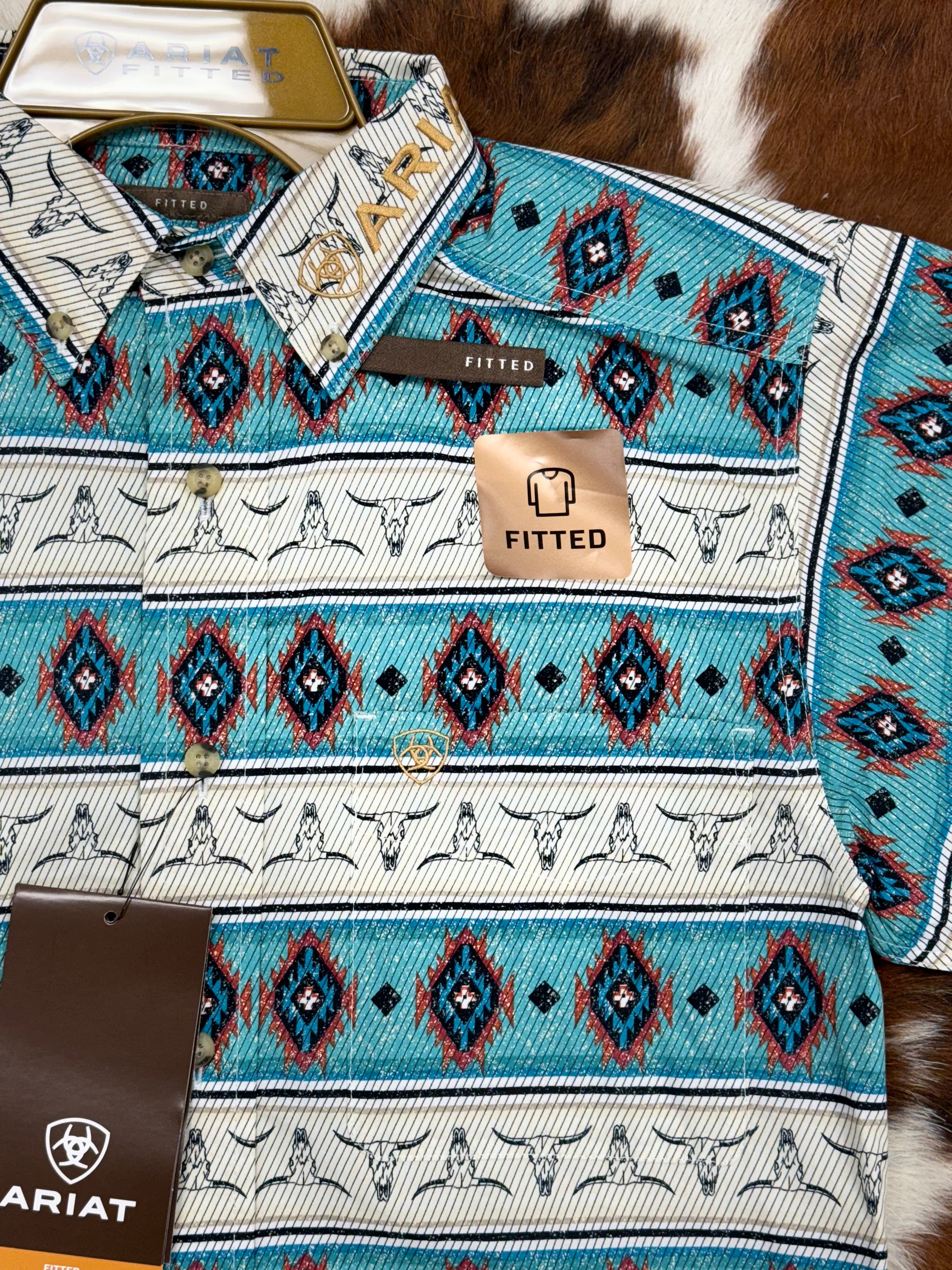 Ariat Shirt Fitted Aztec Team Cruz Sandshell