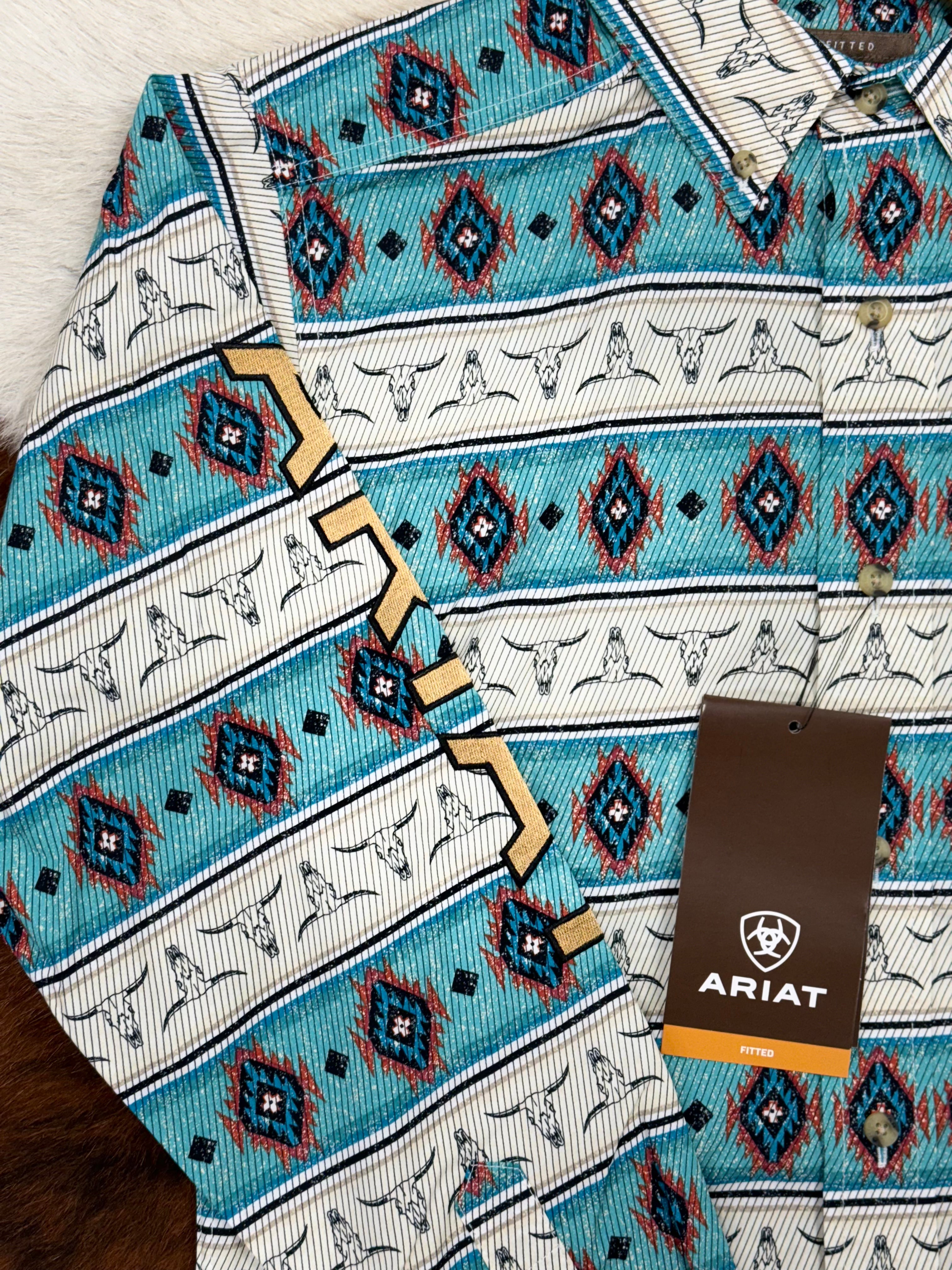 Ariat Shirt Fitted Aztec Team Cruz Sandshell