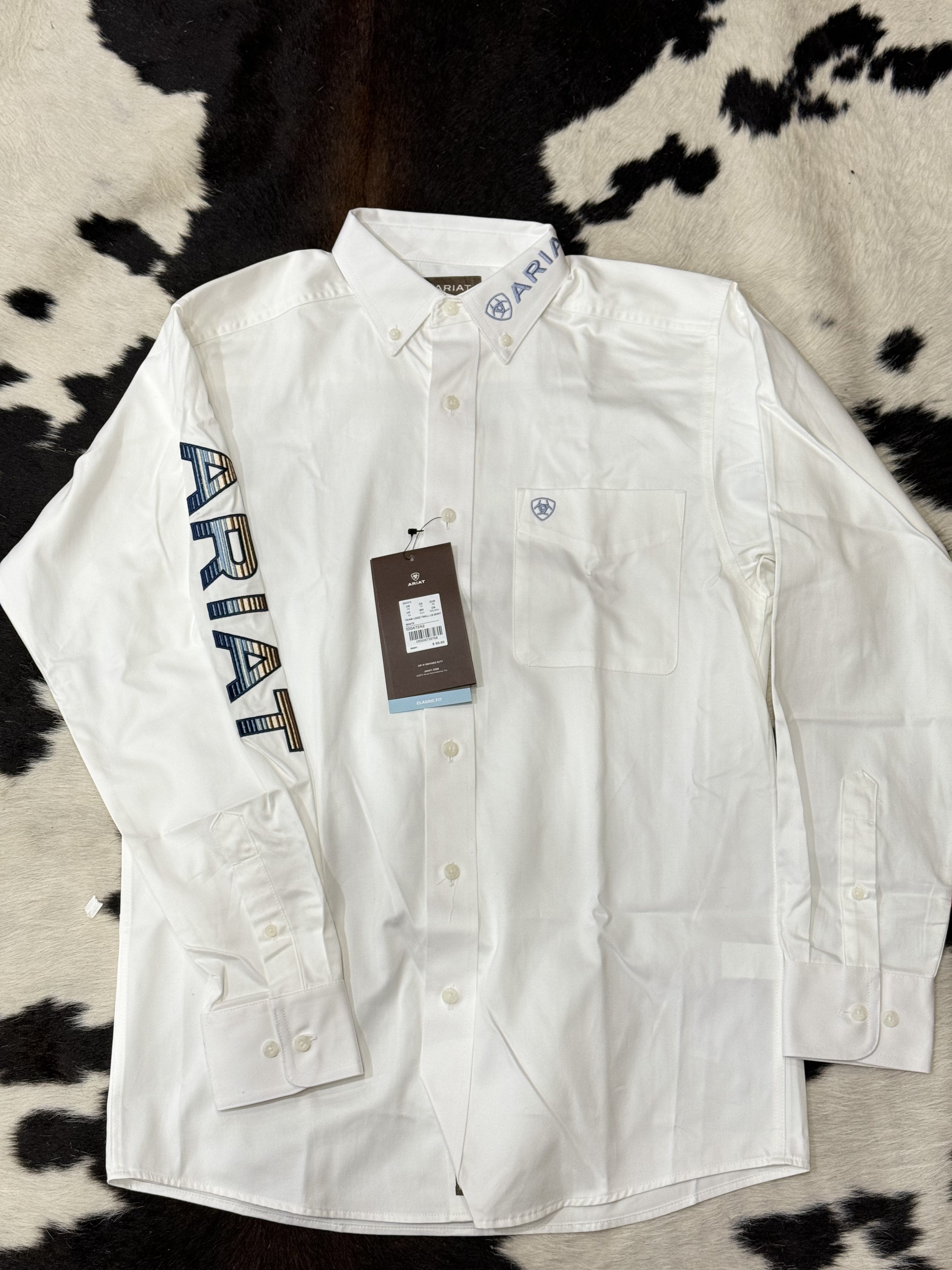 Ariat Shirt Classic White Team Logo Blue Teal 10047242