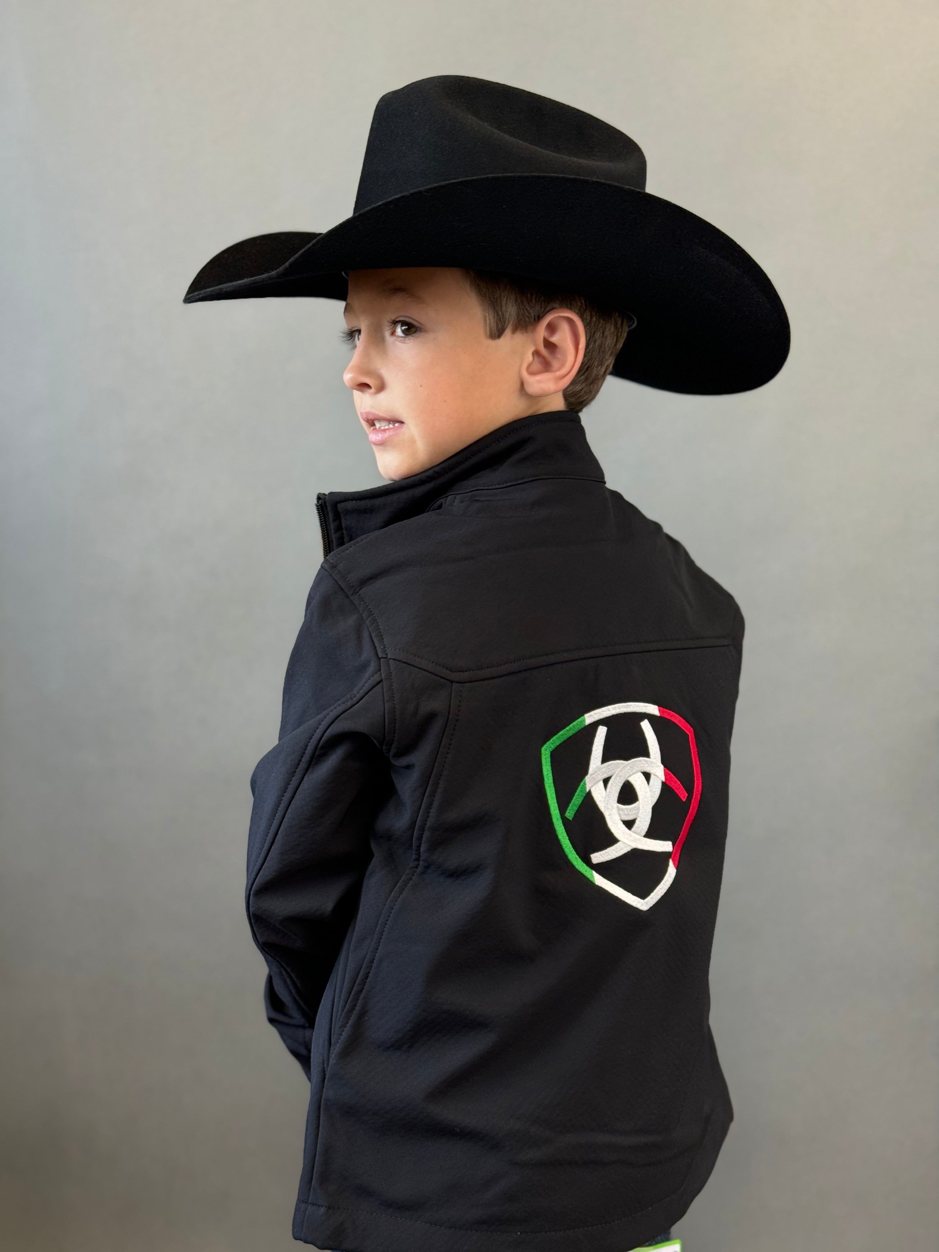 ARIAT YOUTH SOFT SHELL JACKET TEAM LOGO BLACK MEXICO 2.0