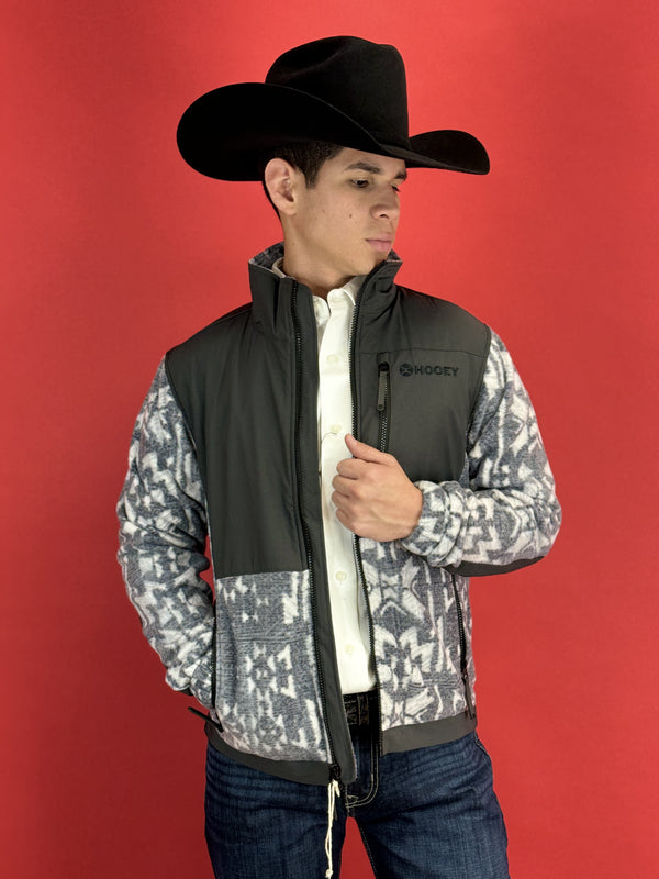 Hooey® Men's Jacket Tech Fleece Charcoal w/Grey Aztec Texture