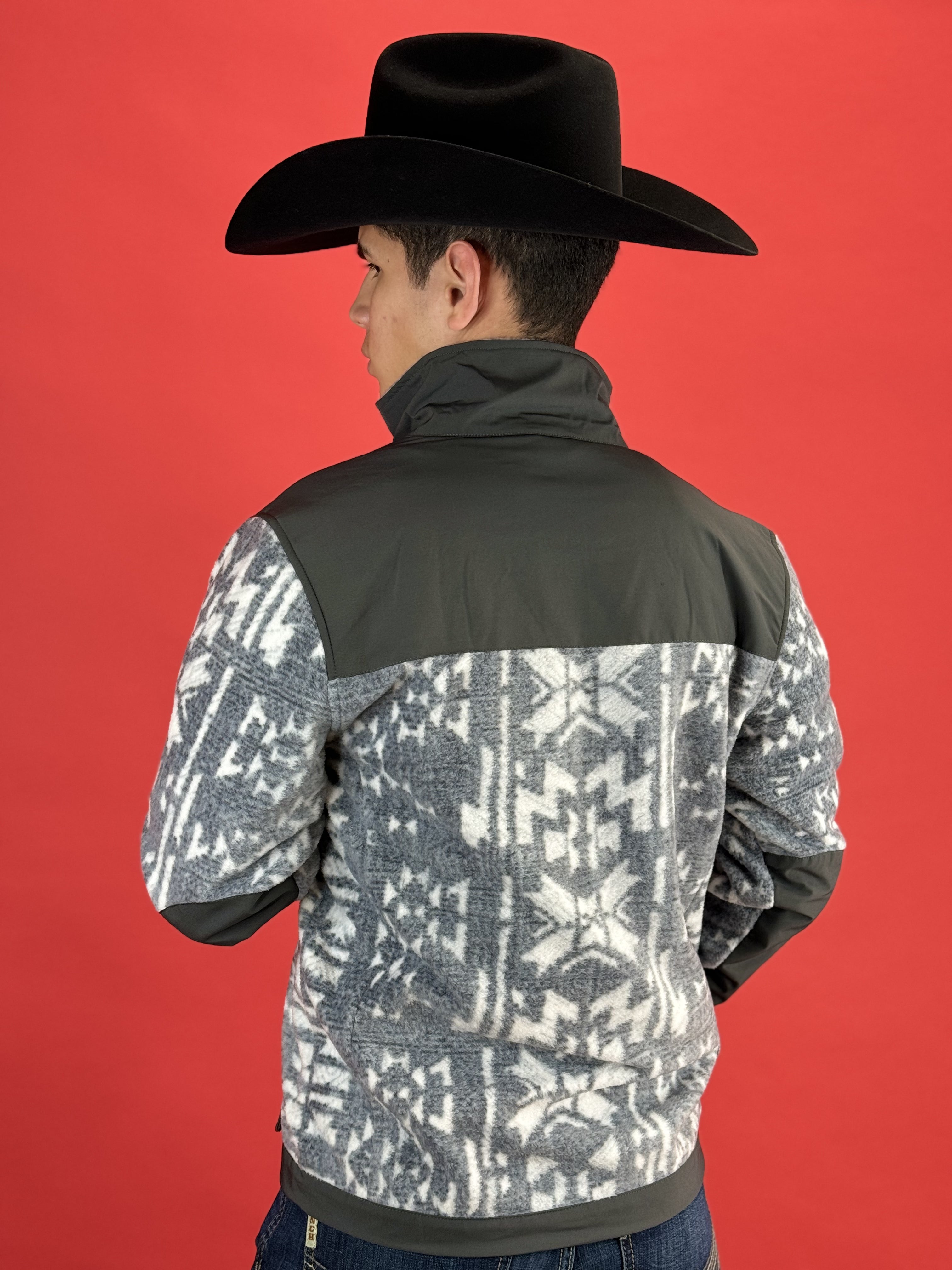 Chaqueta Hooey® para hombre Tech Fleece Charcoal con textura azteca gris