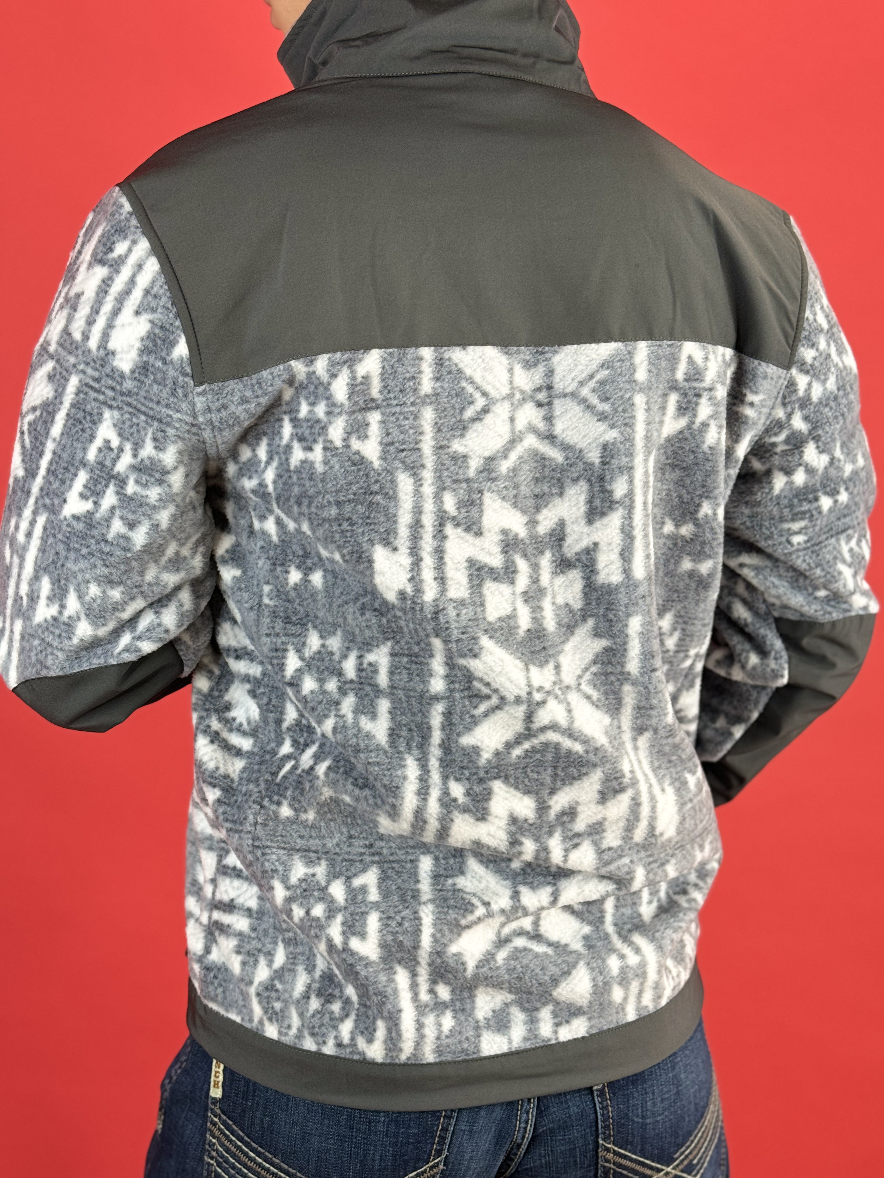 Chaqueta Hooey® para hombre Tech Fleece Charcoal con textura azteca gris