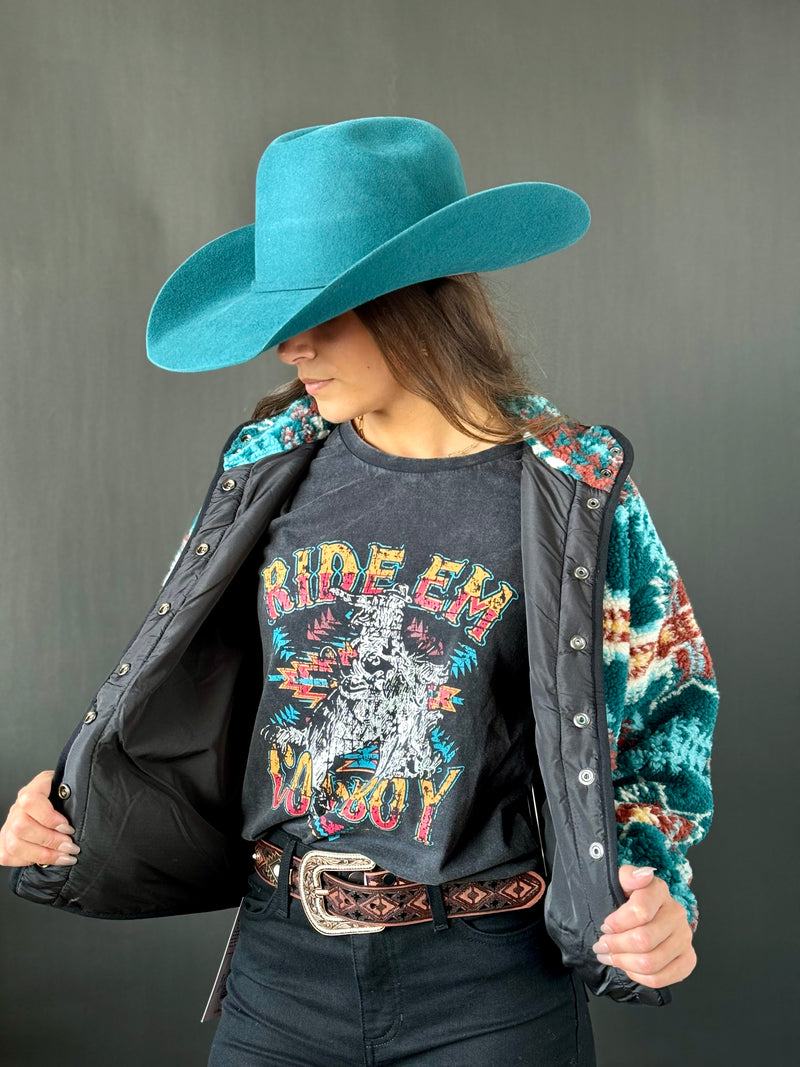 Rock&Roll Womens Aztec Printed Jacket teal
