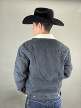 WRANGLER Cowboy Cut Sherpa Lined Denim Jacket Retro Ombre Blue