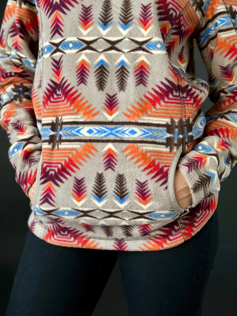 Rock&Roll Womens Aztec Fleece pullover tan