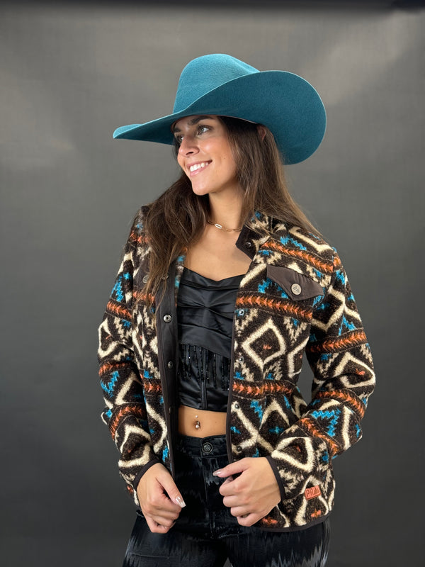 Rock&roll Womens Aztec Berber Jacket Dark Brown