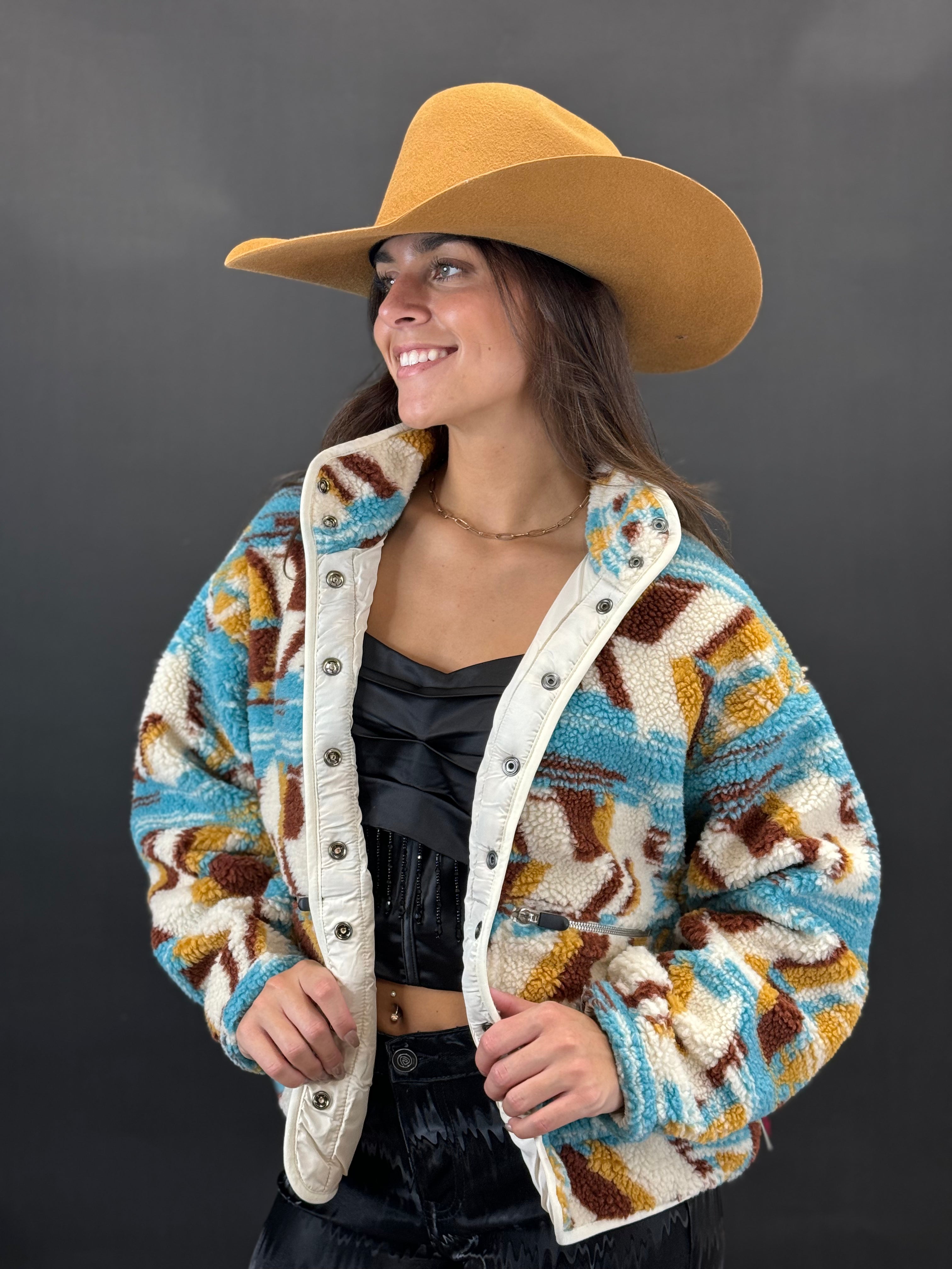 Rock&roll Womens Abstract Print Sherpa Yellow