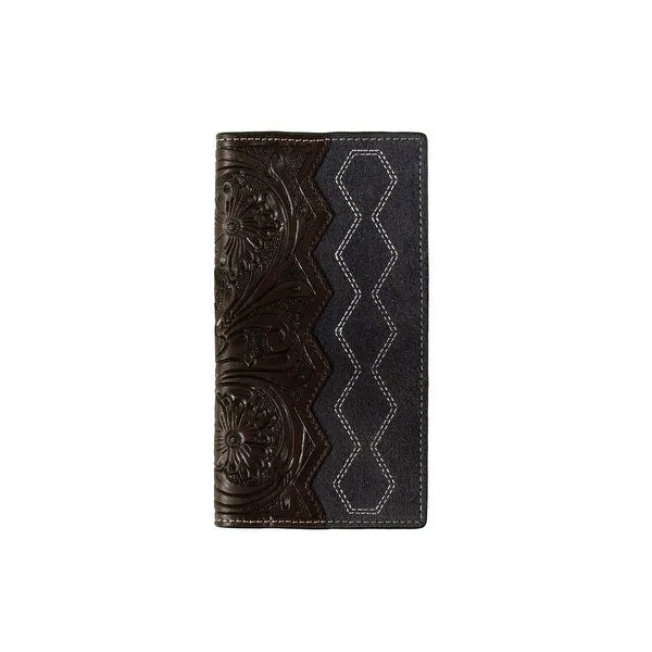 3D Western Wallet Mens Rodeo Floral Roughout Chocolate Navy D250015503