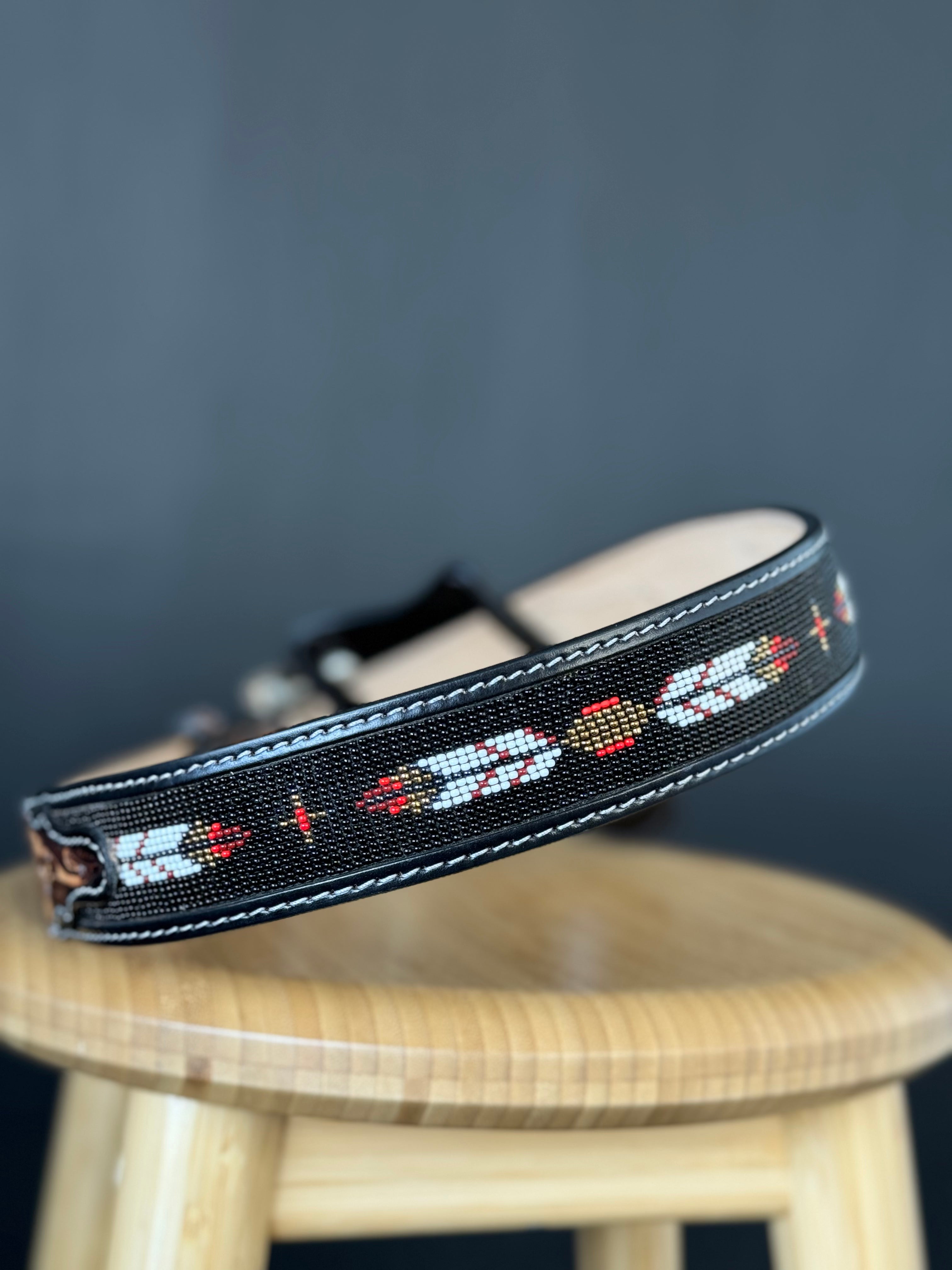 Cinto Azteca Cuero Cincelado Black / Red Only Belt!