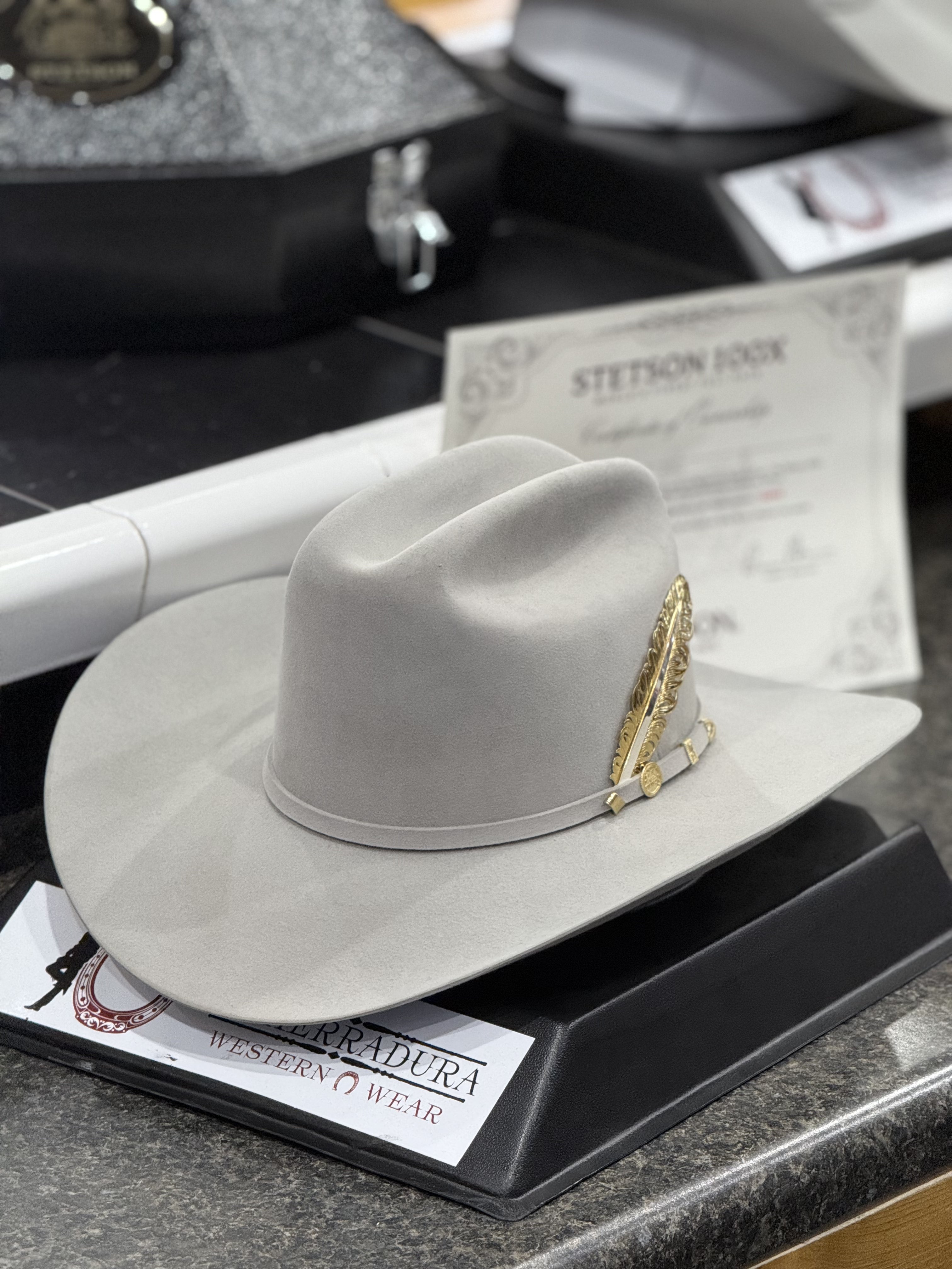 STETSON COWBOY HAT 100X EL PRESIDENTE MIST GREY COPA CHICA