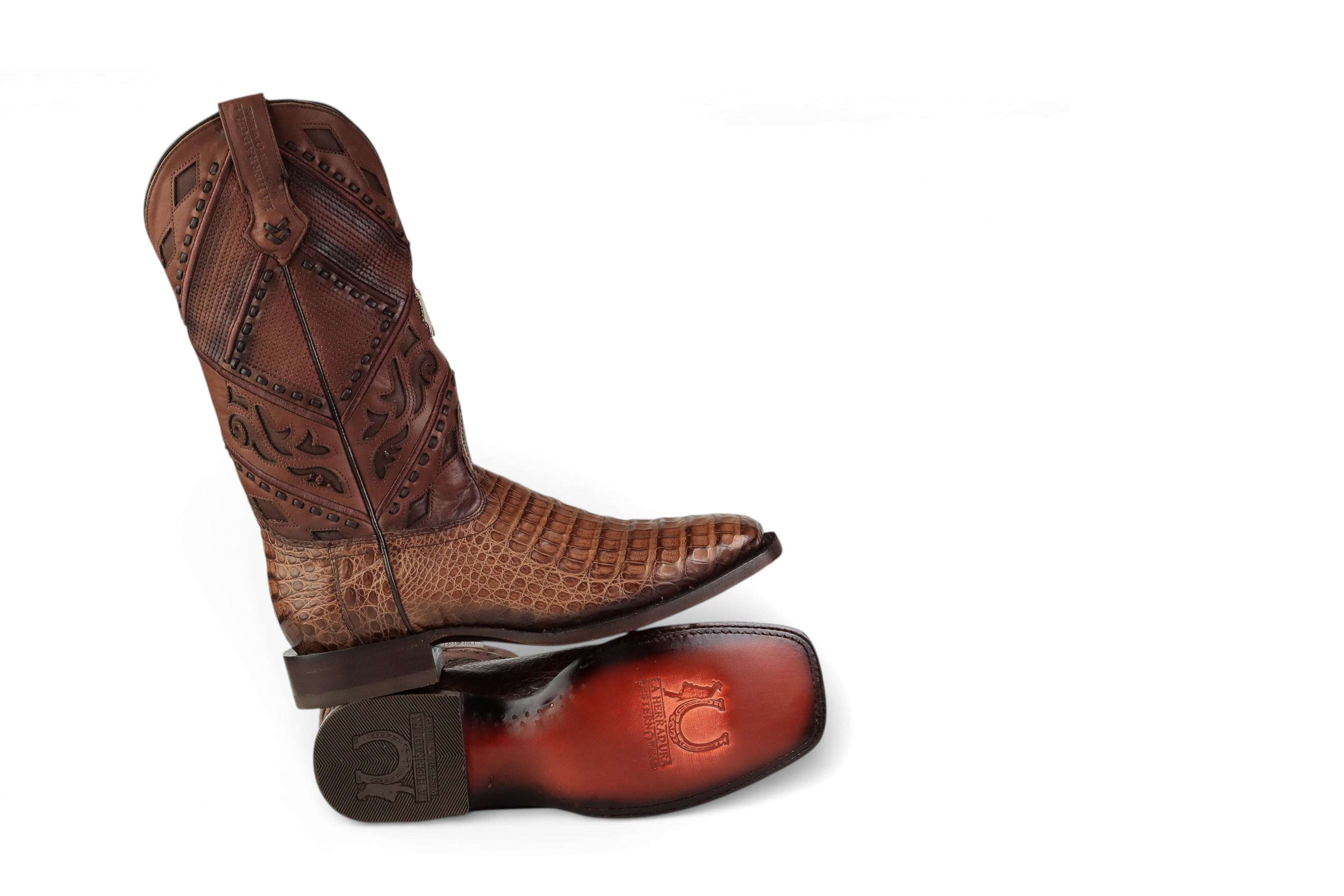 LA HERRADURA MENS PREMIUM BOOT EXOTIC CAIMAN ICE COFFEE SQ TOE Laherradurawwnc.com