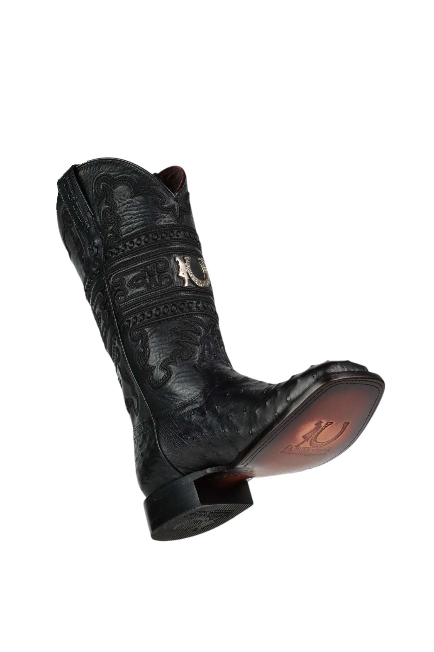 LA HERRADURA MENS PREMIUM OSTRICH BLACK SQ.TOE Laherradurawwnc.com