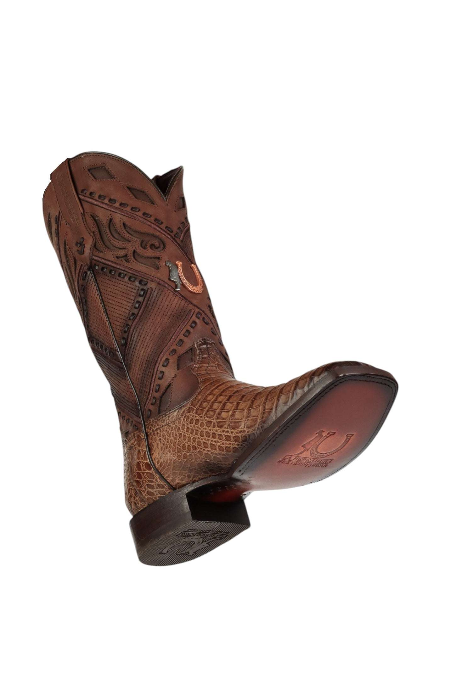 LA HERRADURA MENS PREMIUM BOOT EXOTIC CAIMAN ICE COFFEE SQ TOE Laherradurawwnc.com