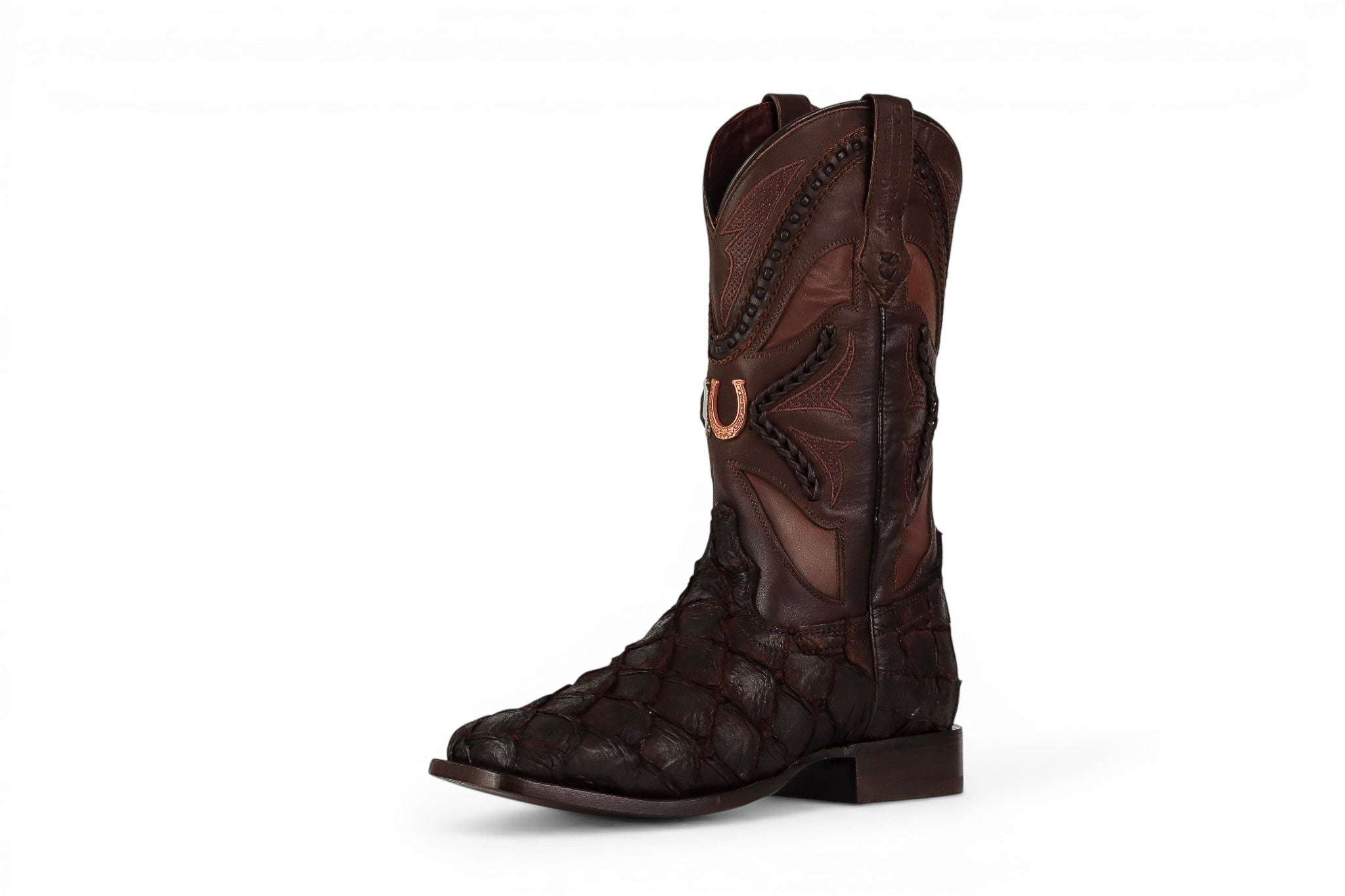 LA HERRADURA MENS PREMIUM BOOT EXOTIC FISH CHOCOLATE SQ TOE Laherradurawwnc.com