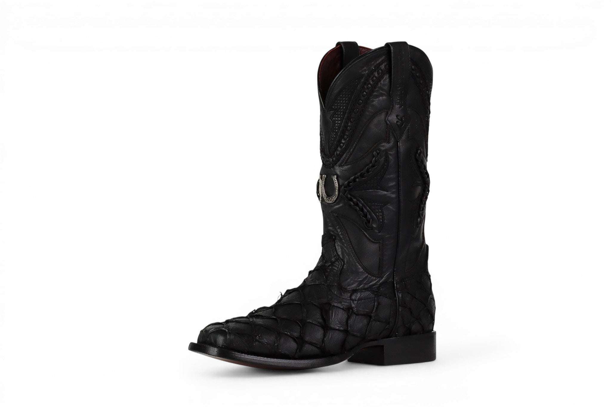 LA HERRADURA MENS PREM. EXOTIC FISH BLACK SQ TOE Laherradurawwnc.com