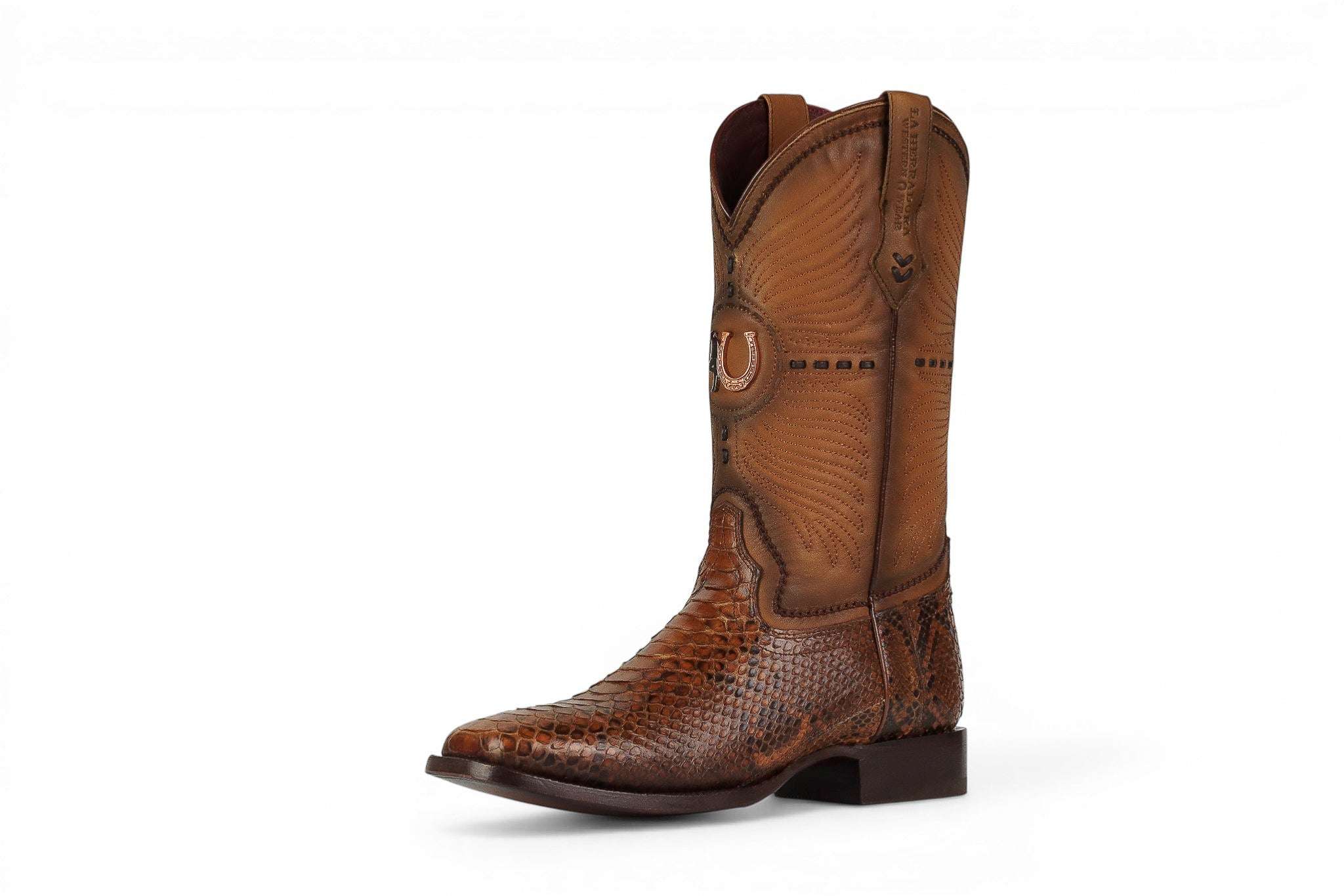 LA HERRADURA MENS PREMIUM BOOT EXOTIC PYTHON COGNAC SQ. TOE Laherradurawwnc.com