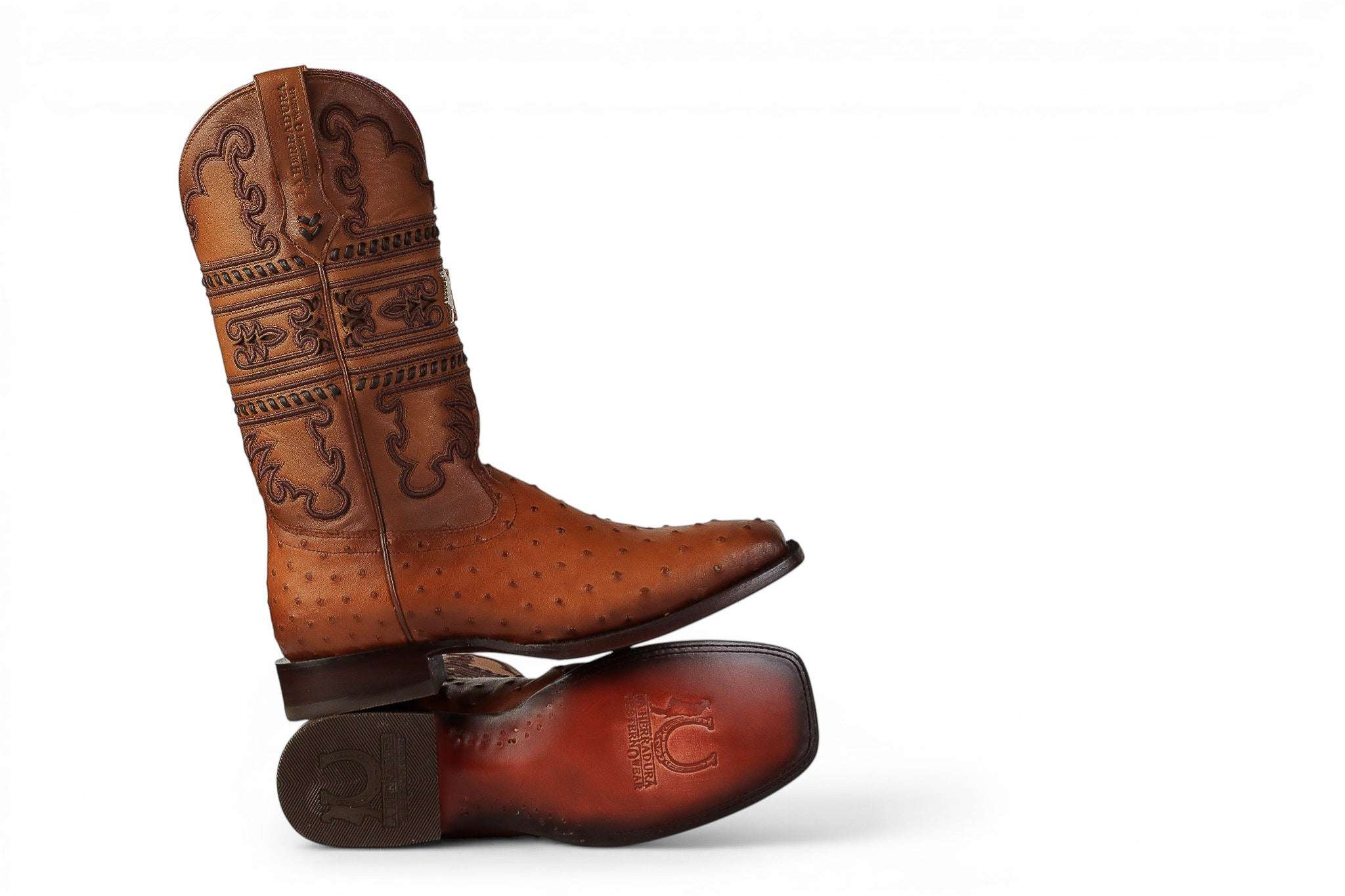 LA HERRADURA MENS PREMIUM OSTRICH TAN SQ TOE Laherradurawwnc.com