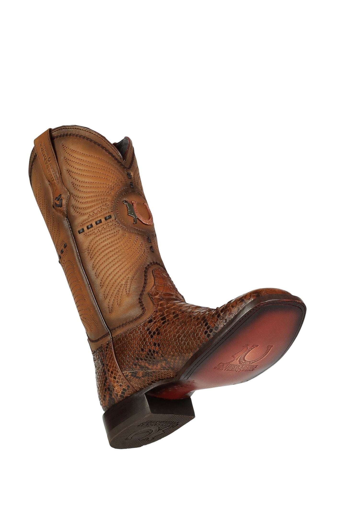 LA HERRADURA MENS PREMIUM BOOT EXOTIC PYTHON COGNAC SQ. TOE Laherradurawwnc.com