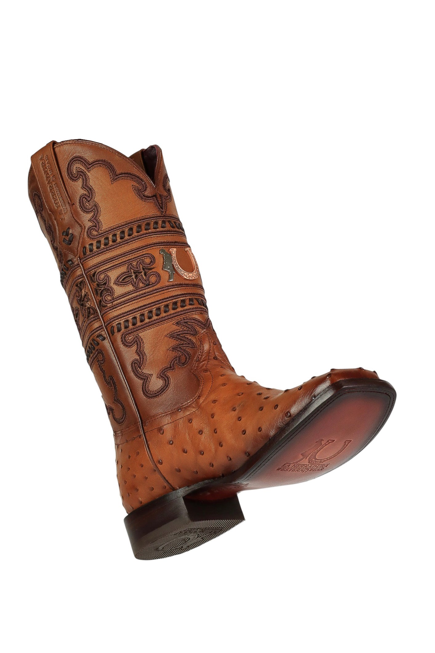 LA HERRADURA MENS PREMIUM OSTRICH TAN SQ TOE