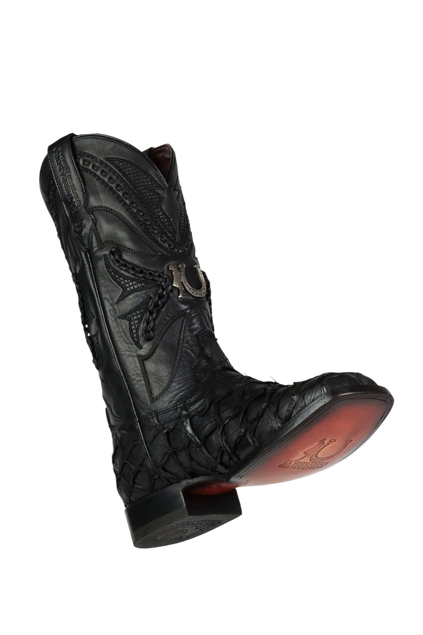 LA HERRADURA MENS PREM. EXOTIC FISH BLACK SQ TOE Laherradurawwnc.com
