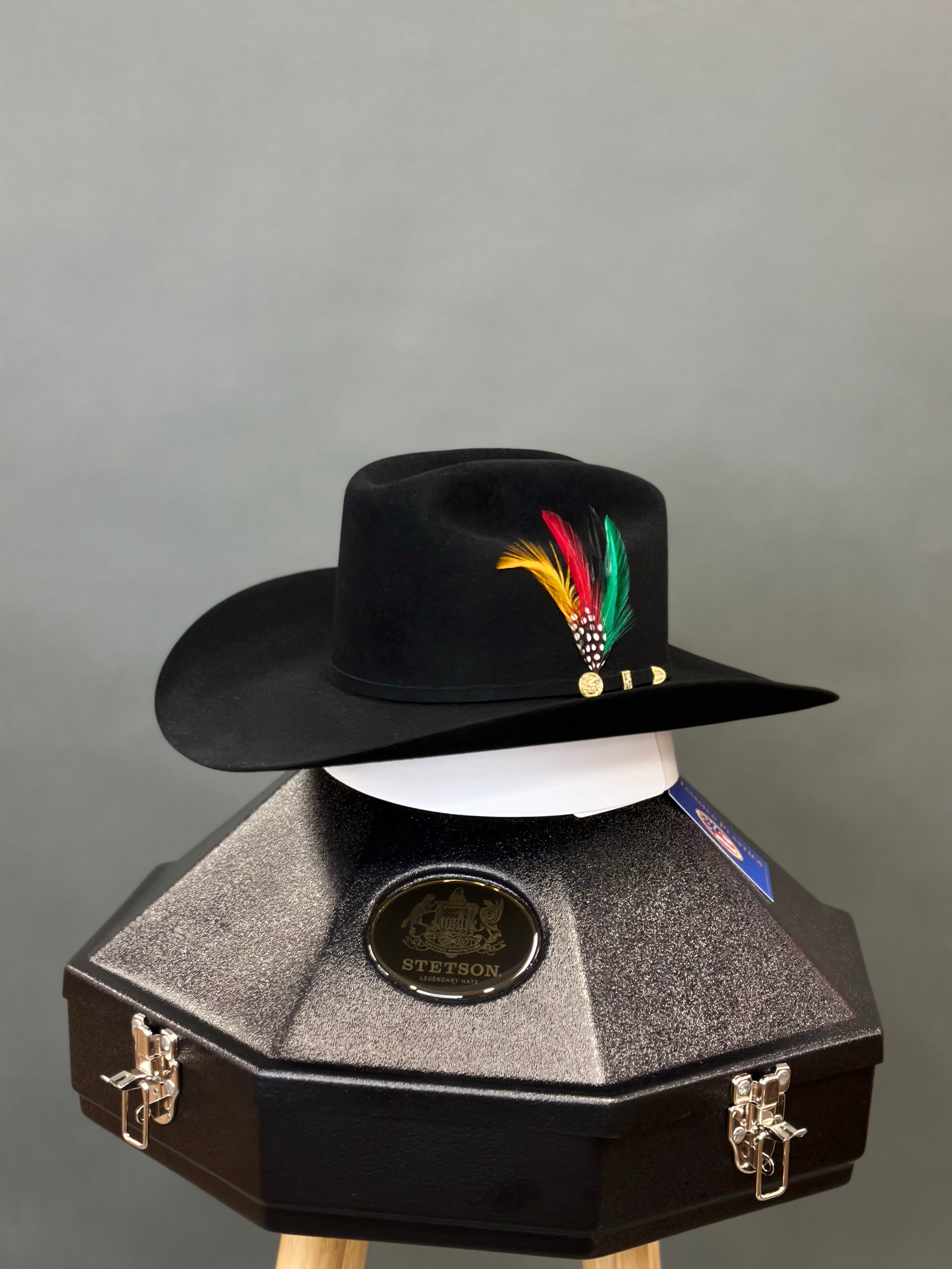 STETSON COWBOY HAT 100X EL PRESIDENTE BLACK COPA CHICA