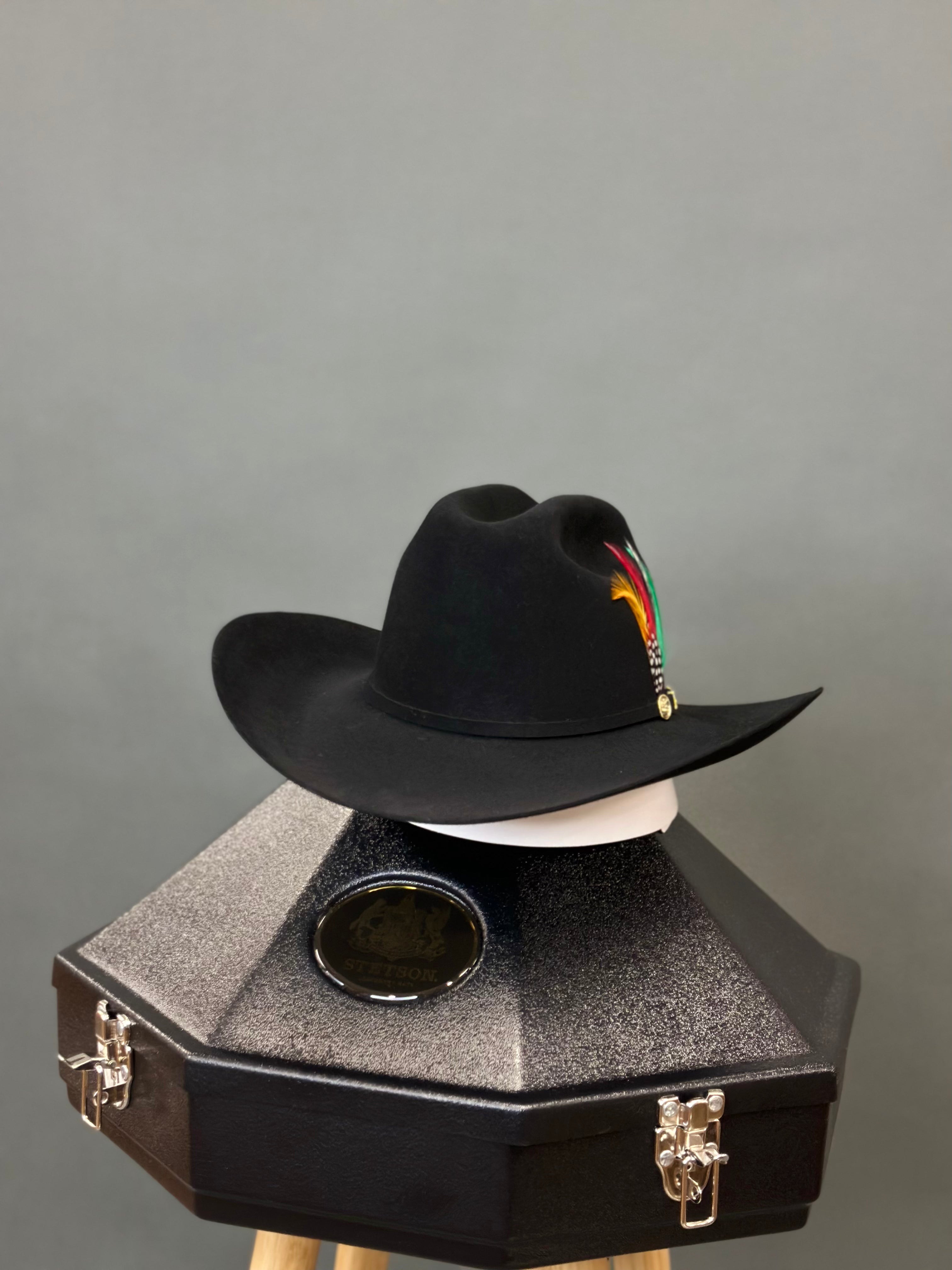 STETSON COWBOY HAT 100X EL PRESIDENTE BLACK COPA CHICA