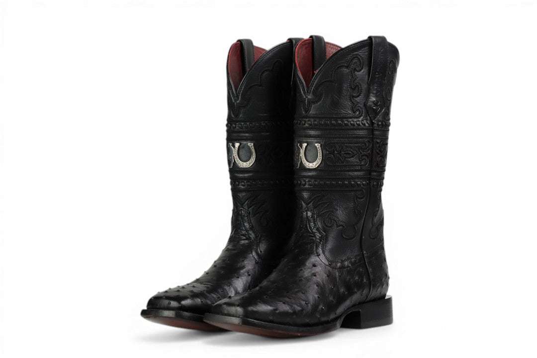LA HERRADURA MENS PREMIUM OSTRICH BLACK SQ.TOE Laherradurawwnc.com