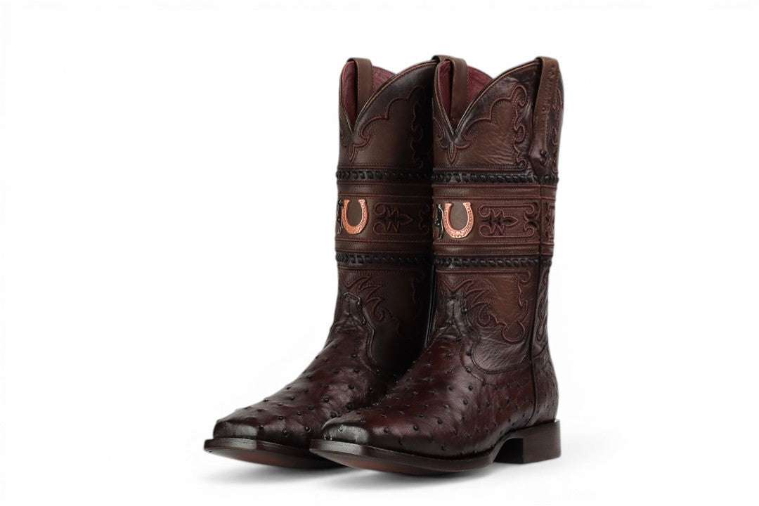 LA HERRADURA MENS PREMIUM EXOTIC OSTRICH MAHOGANY SQ TOE Laherradurawwnc.com