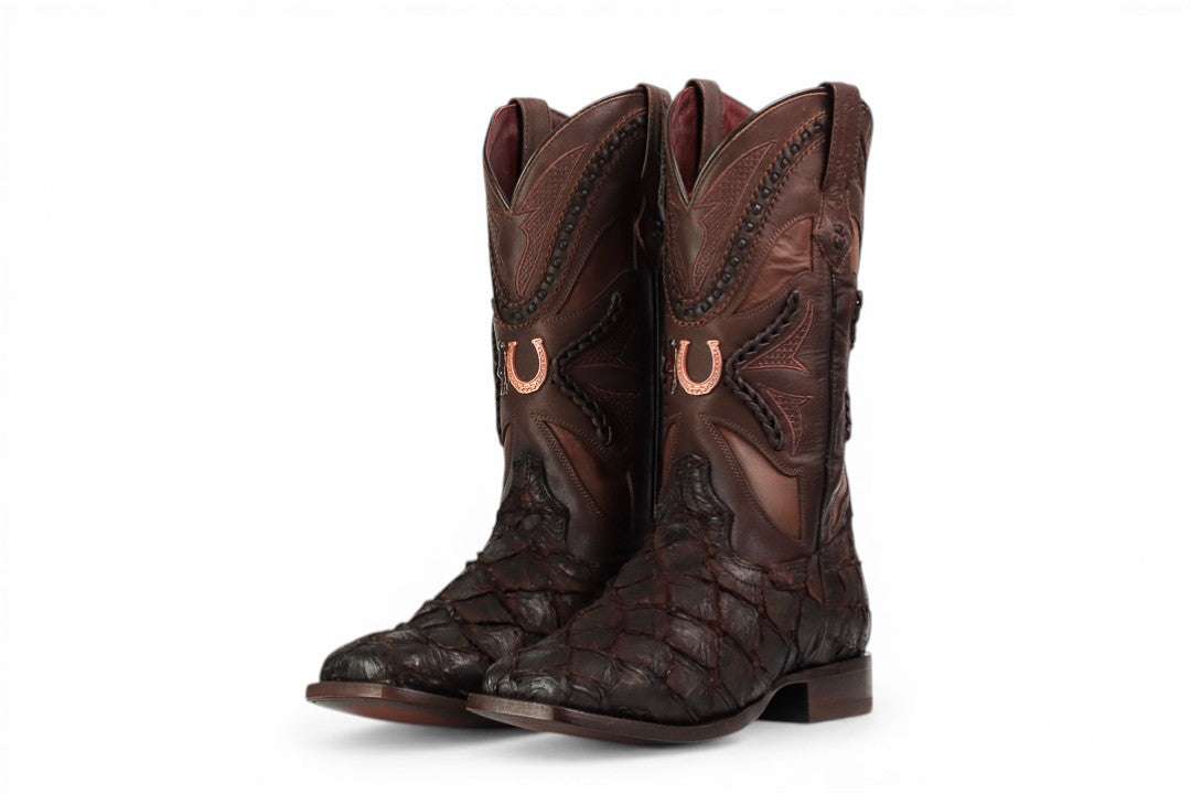 LA HERRADURA MENS PREMIUM BOOT EXOTIC FISH CHOCOLATE SQ TOE Laherradurawwnc.com