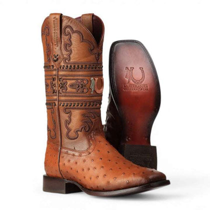 LA HERRADURA PREMIUM OSTRICH TAN PUNTA CUADRADA PARA HOMBRE