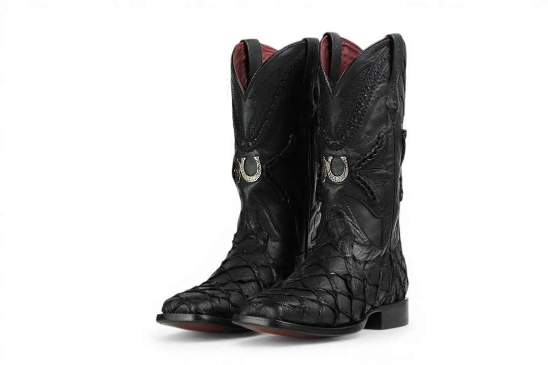 LA HERRADURA MENS PREM. EXOTIC FISH BLACK SQ TOE Laherradurawwnc.com