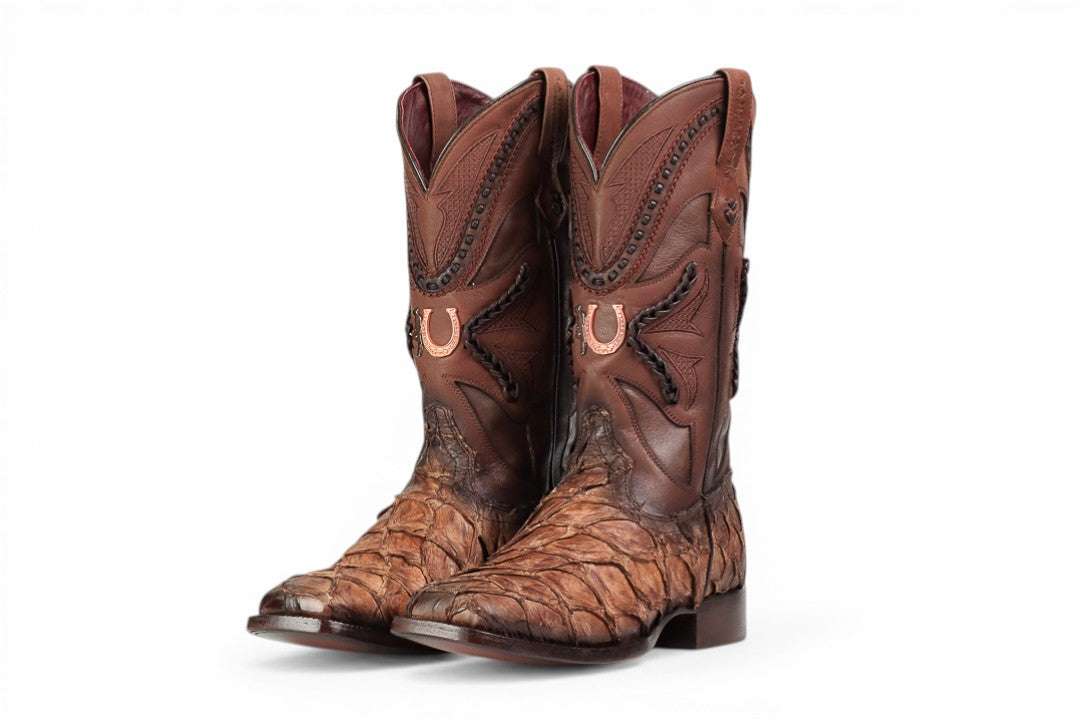 LA HERRADURA MENS PREMIUM BOOT EXOTIC FISH ICE COFFEE SQ TOE Laherradurawwnc.com