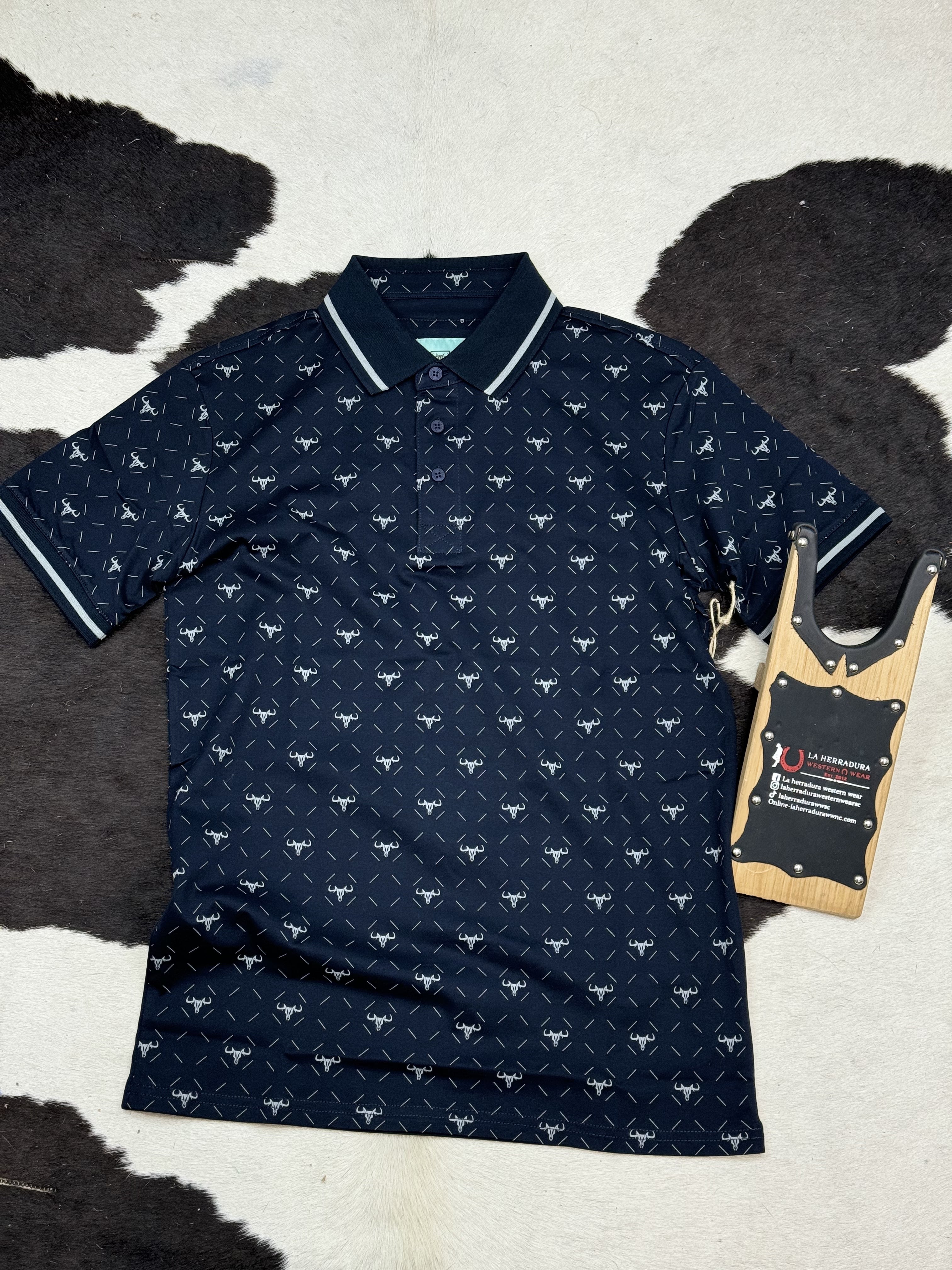 BLUE MARINE AZTEC POLO SHORT SLEEVE SHIRT