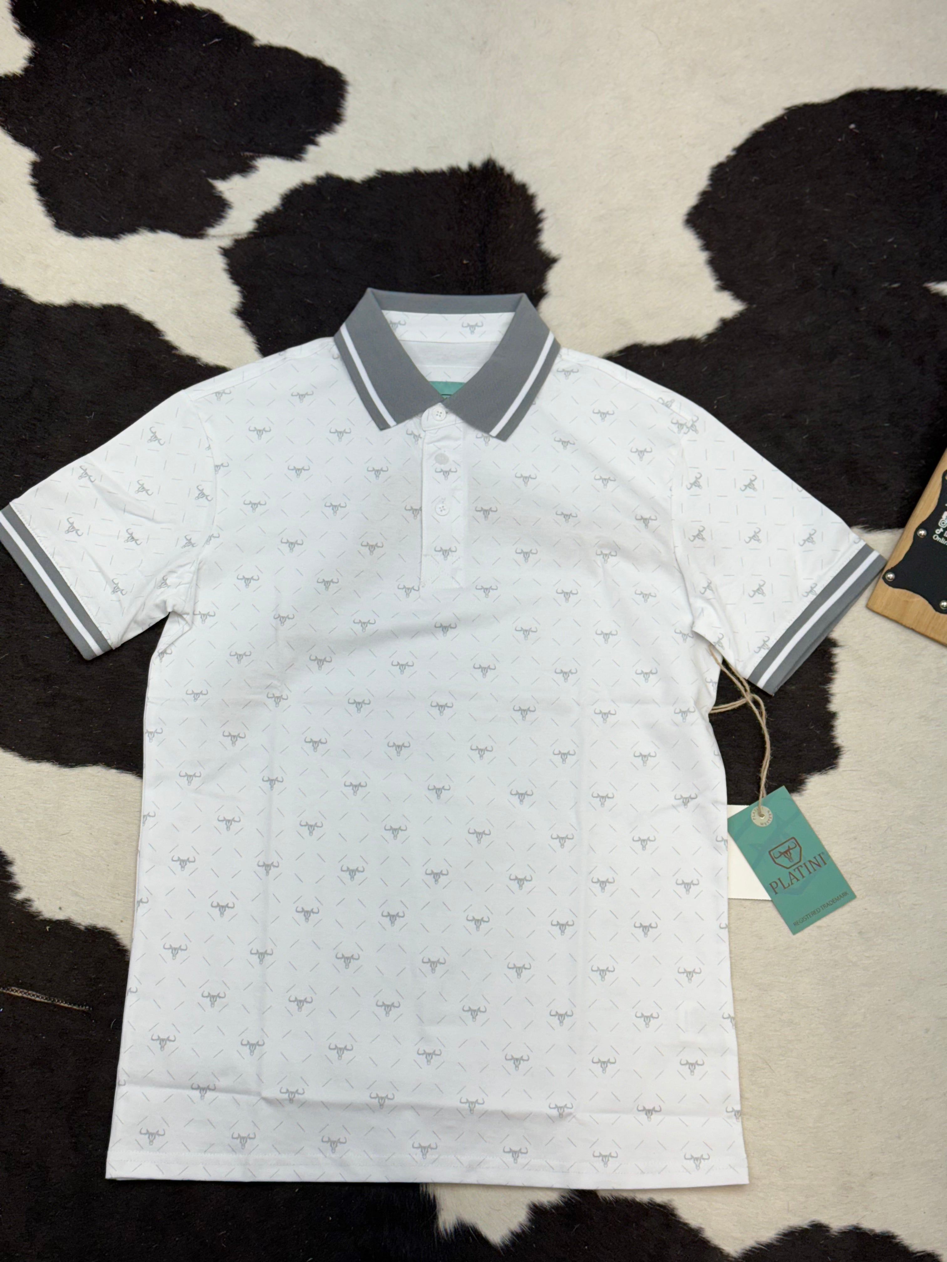 WHITE / GREY POLO SHORT SLEEVE SHIRT