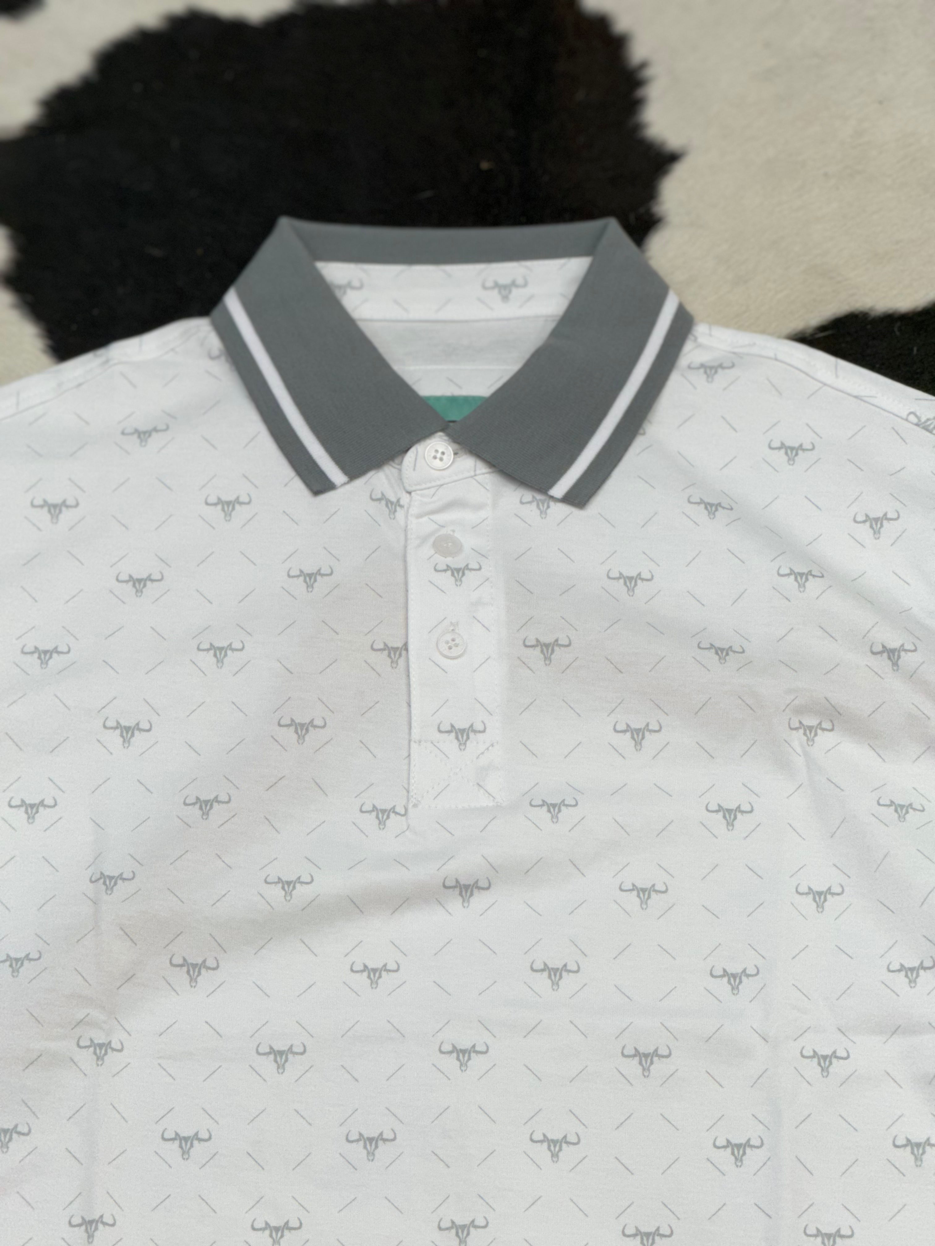 WHITE / GREY POLO SHORT SLEEVE SHIRT