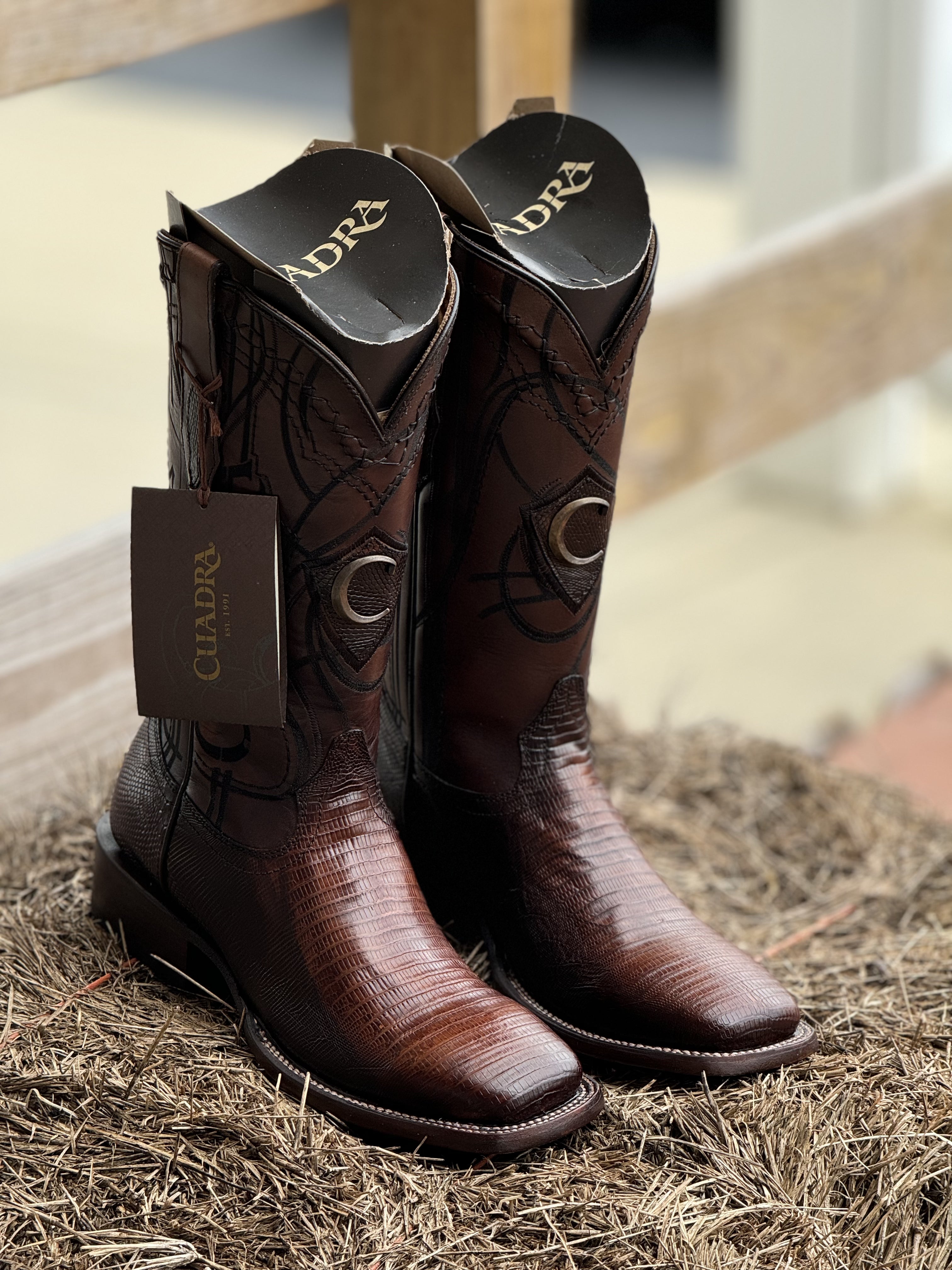 BOOTS CUADRA LIZARD TEJU ANTIQUE MIEL SQUARE TOE