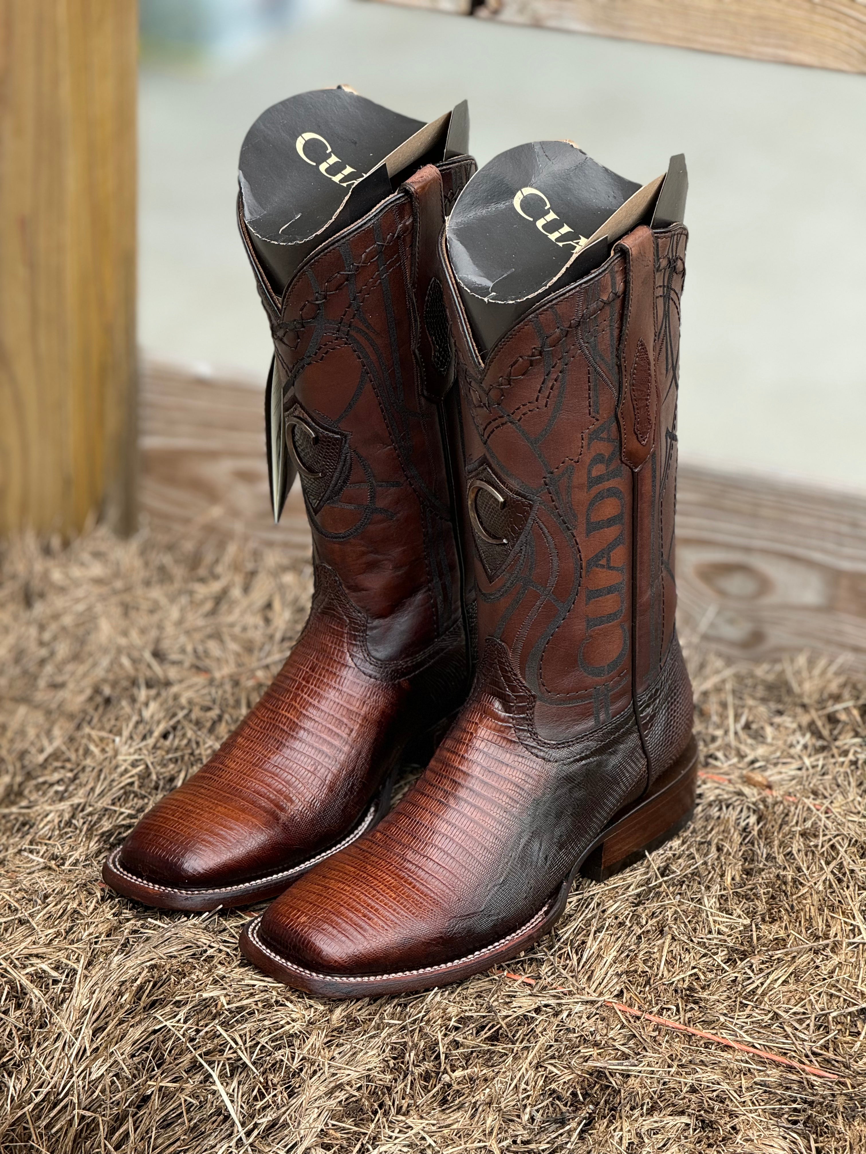 BOOTS CUADRA LIZARD TEJU ANTIQUE MIEL SQUARE TOE