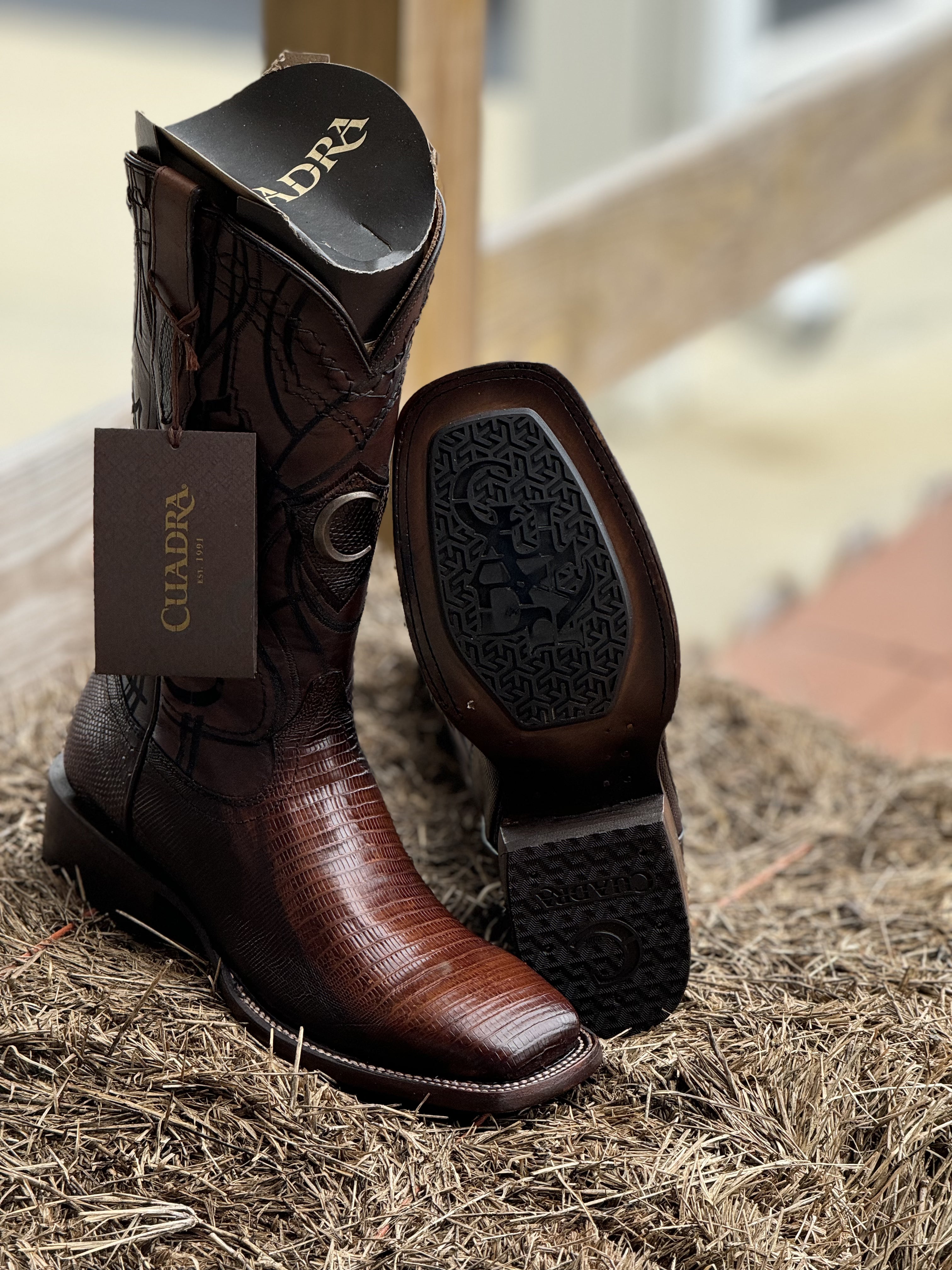 BOOTS CUADRA LIZARD TEJU ANTIQUE MIEL SQUARE TOE