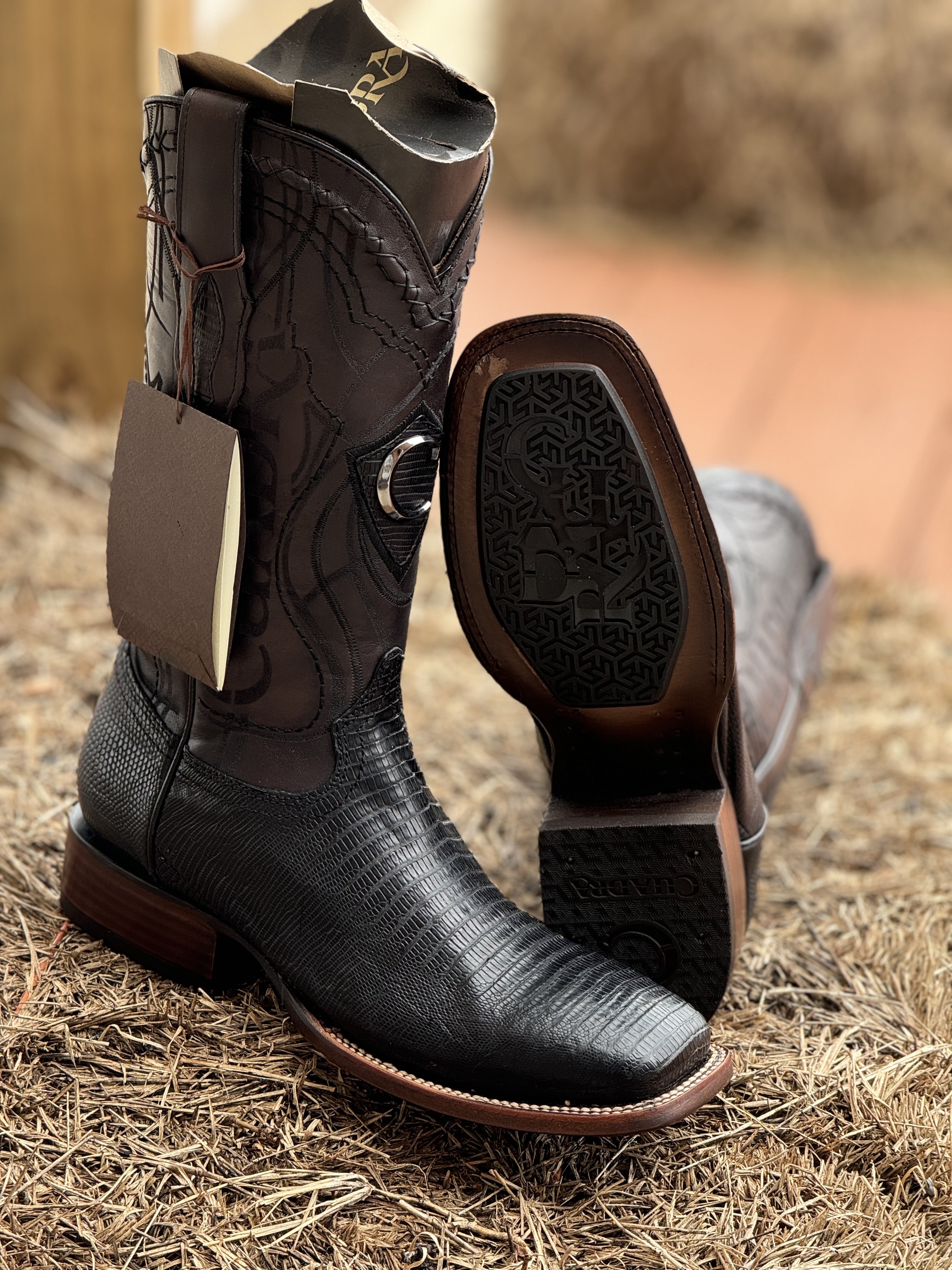 BOOTS CUADRA LIZARD TEJU NEGRO SQUARE TOE