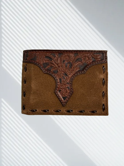 NOCONA BROWN HANDTOOLED REMOVABLE PASSCASE WALLET- N500045008