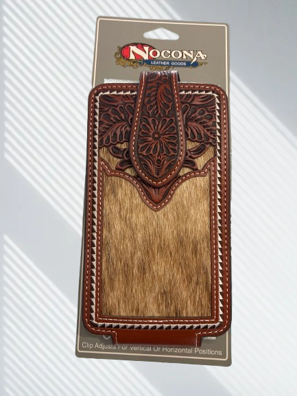 NOCONA EMBOSSED LEATHER FELT CELL PHONE CASE - 0697202