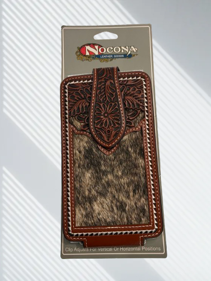 NOCONA EMBOSSED LEATHER FELT CELL PHONE CASE - 0697202