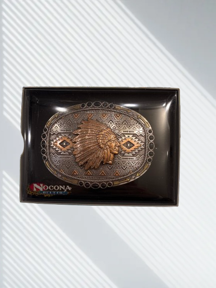 NOCONA INDIAN CHIEF ROUND BUCKLE - 37969