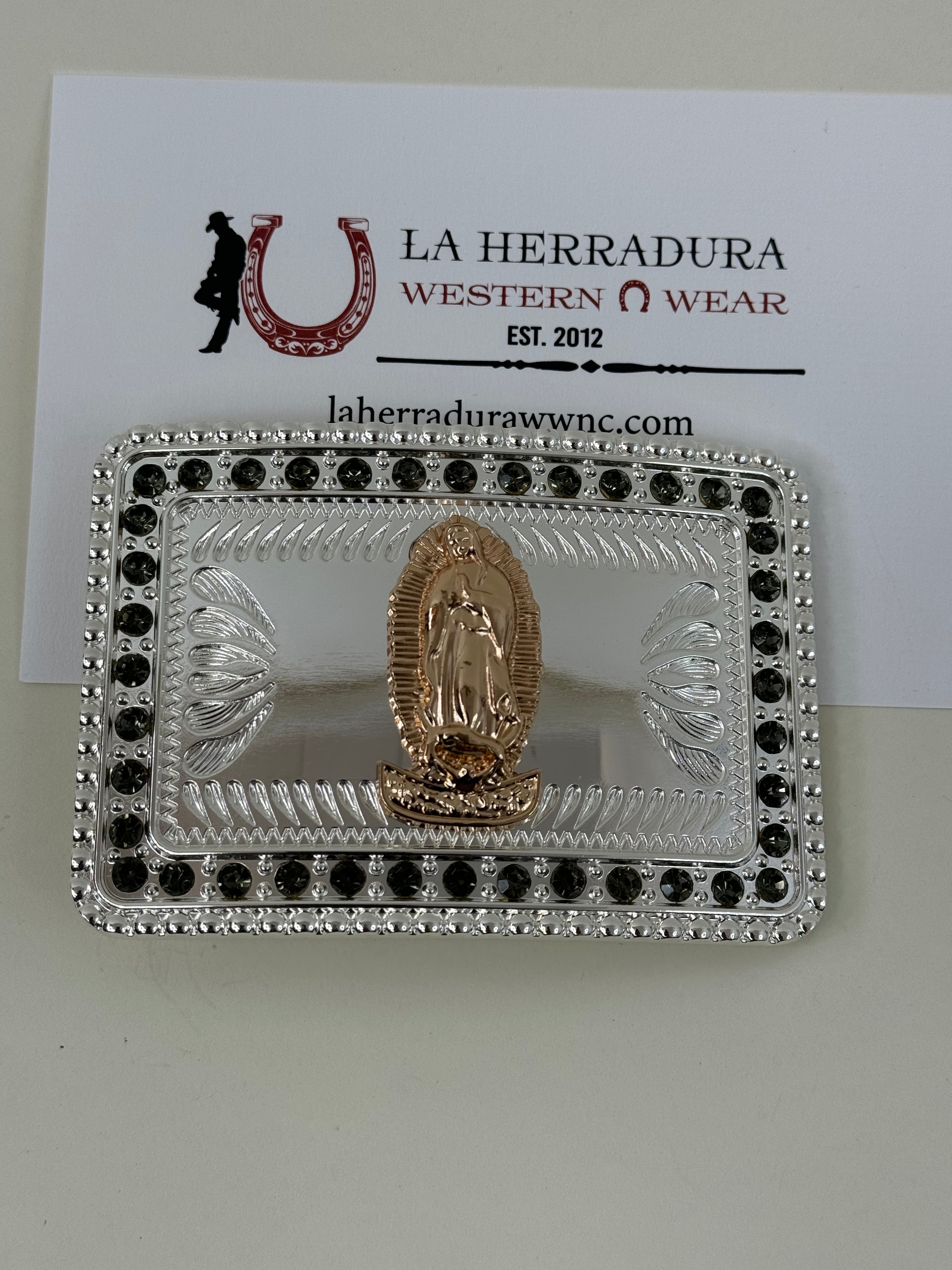 VIRGEN ROSE GOLD DETAIL SQUARE BUCKLE