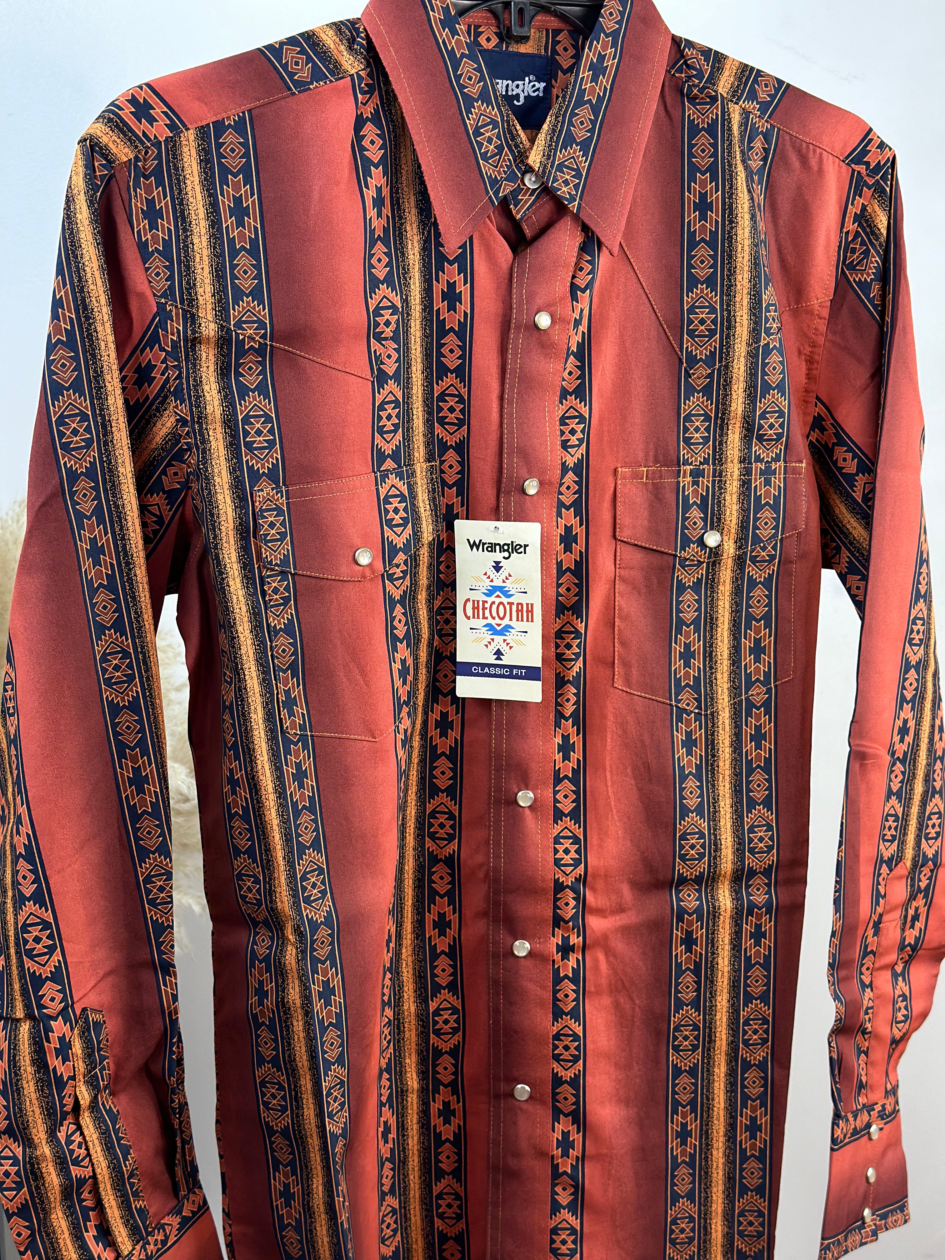 WRANGLER RED CHECOTAH SNAP LONG SLEEVE SHIRT