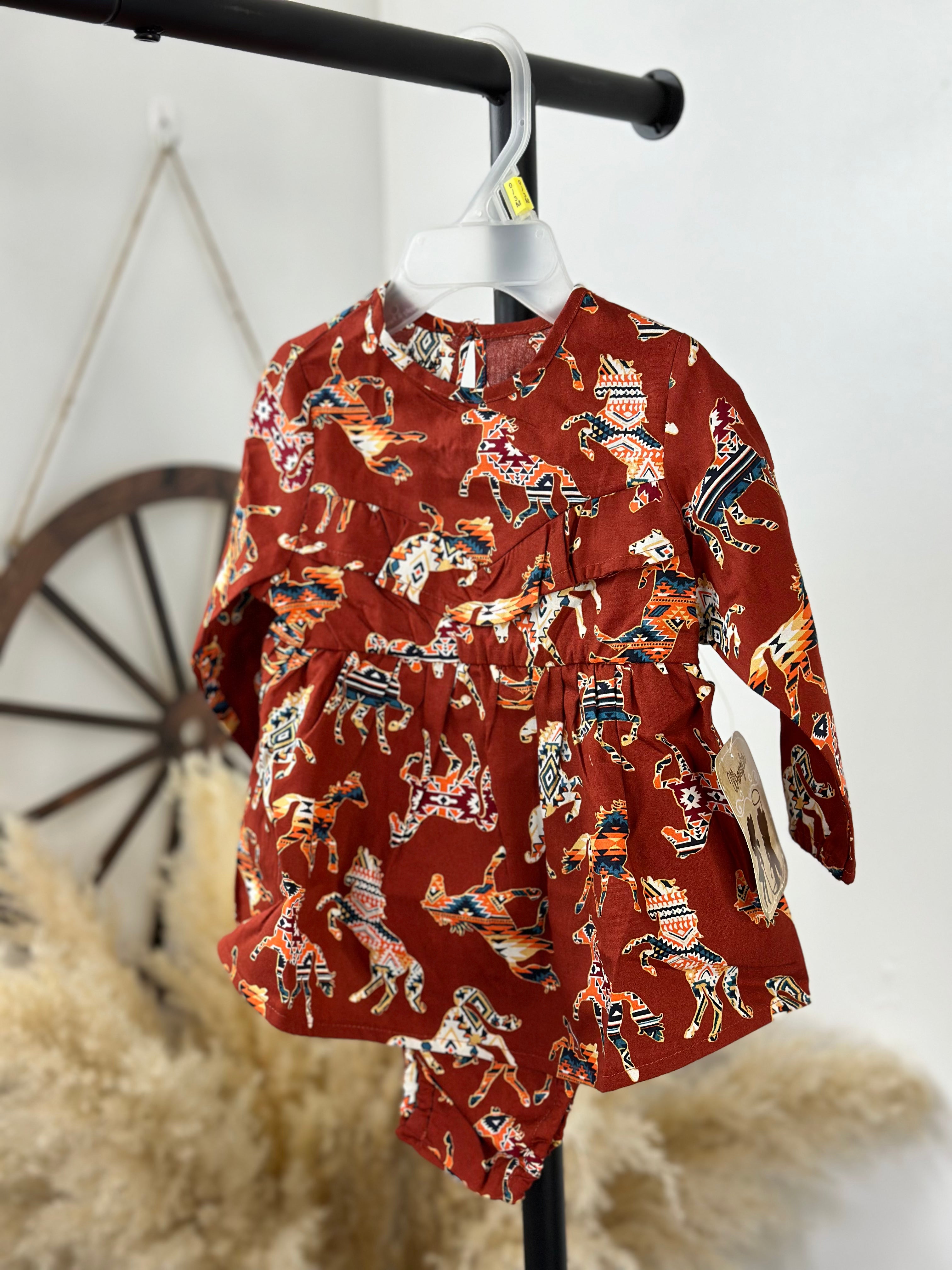 WRANGLER ORANGE WESTERN PRINT DRESS